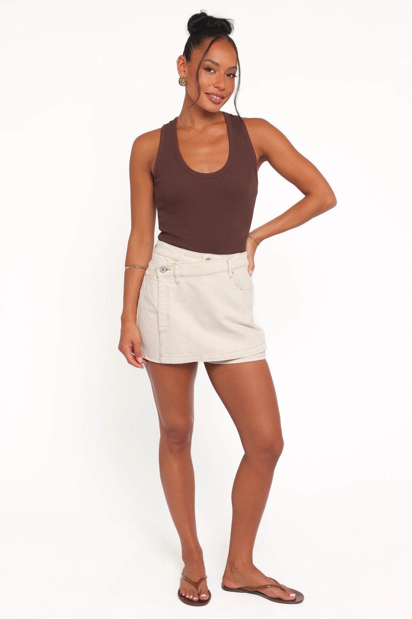 Miles Racerback Rib Knit Tank Top - Espresso