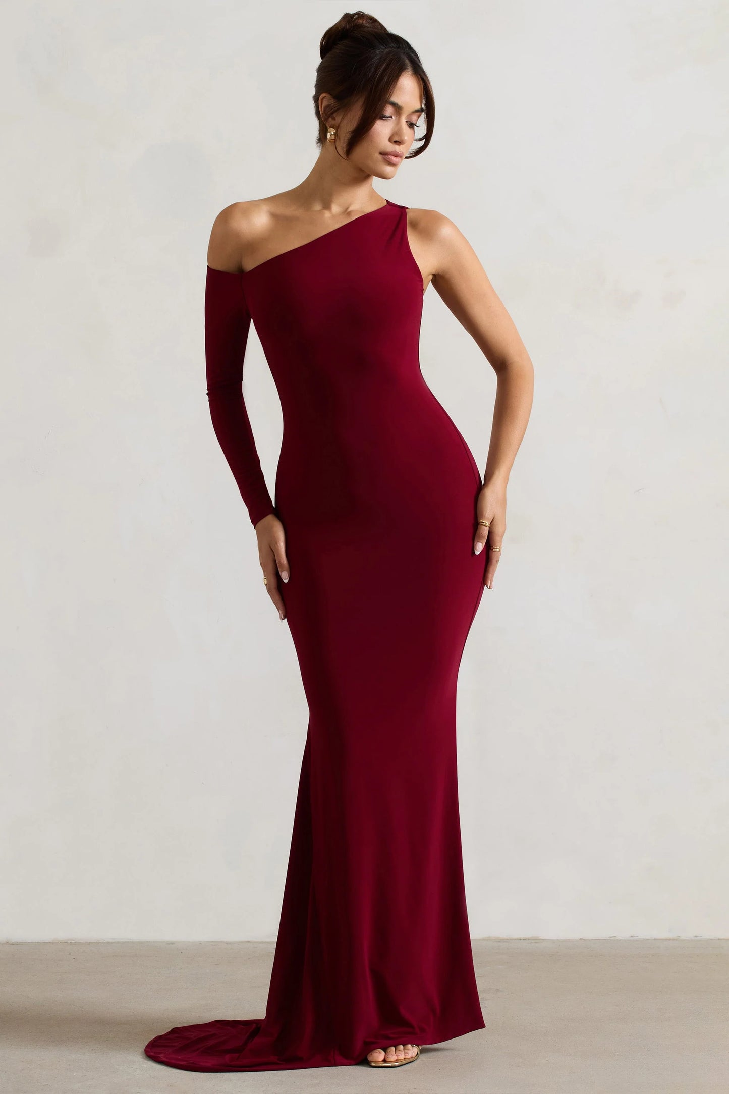 Contradiction Port One-Sleeve Asymmetric Maxi Dress