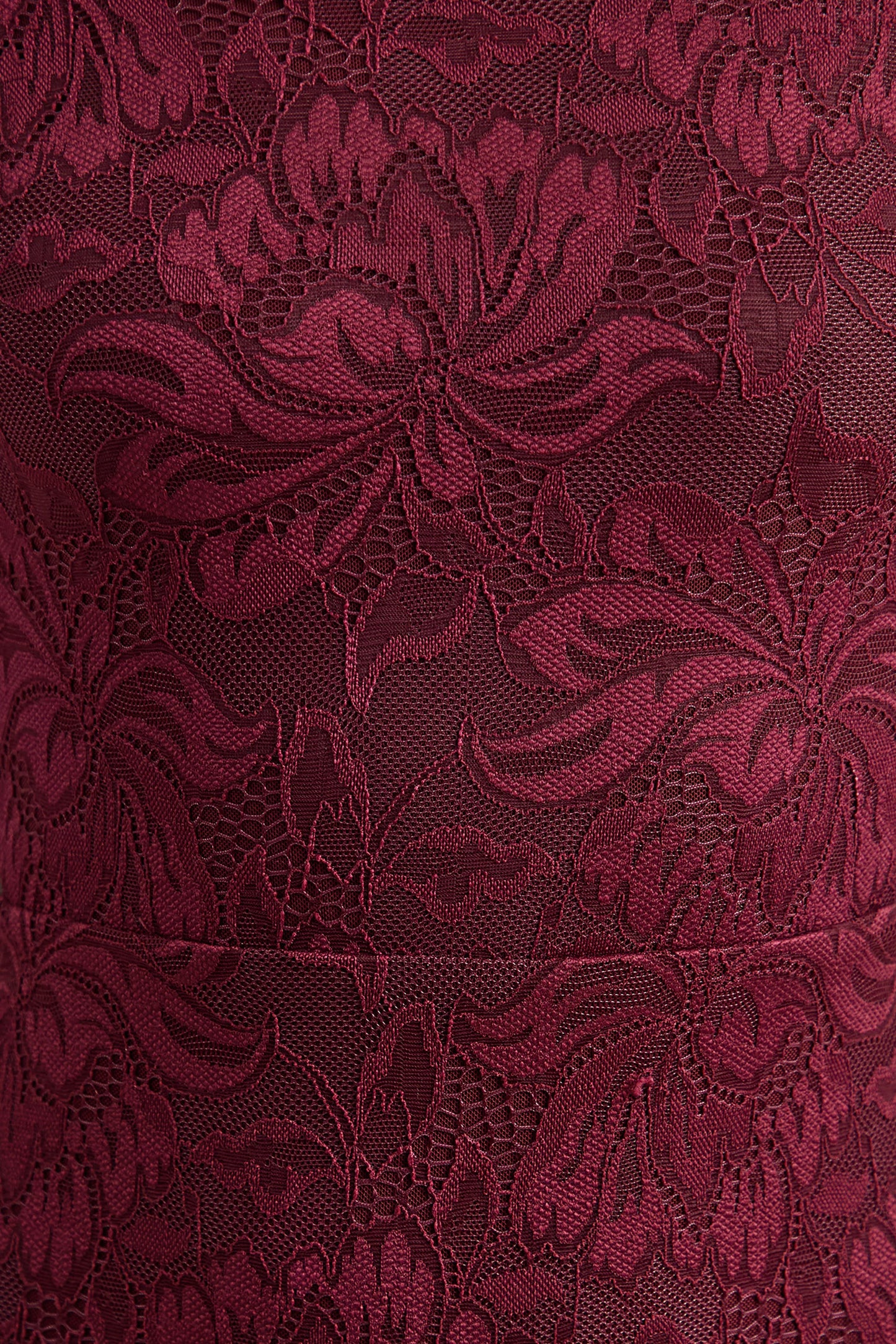 Iselle Burgundy Lace Bardot-Neck Maxi Dress With Scarf-Detail