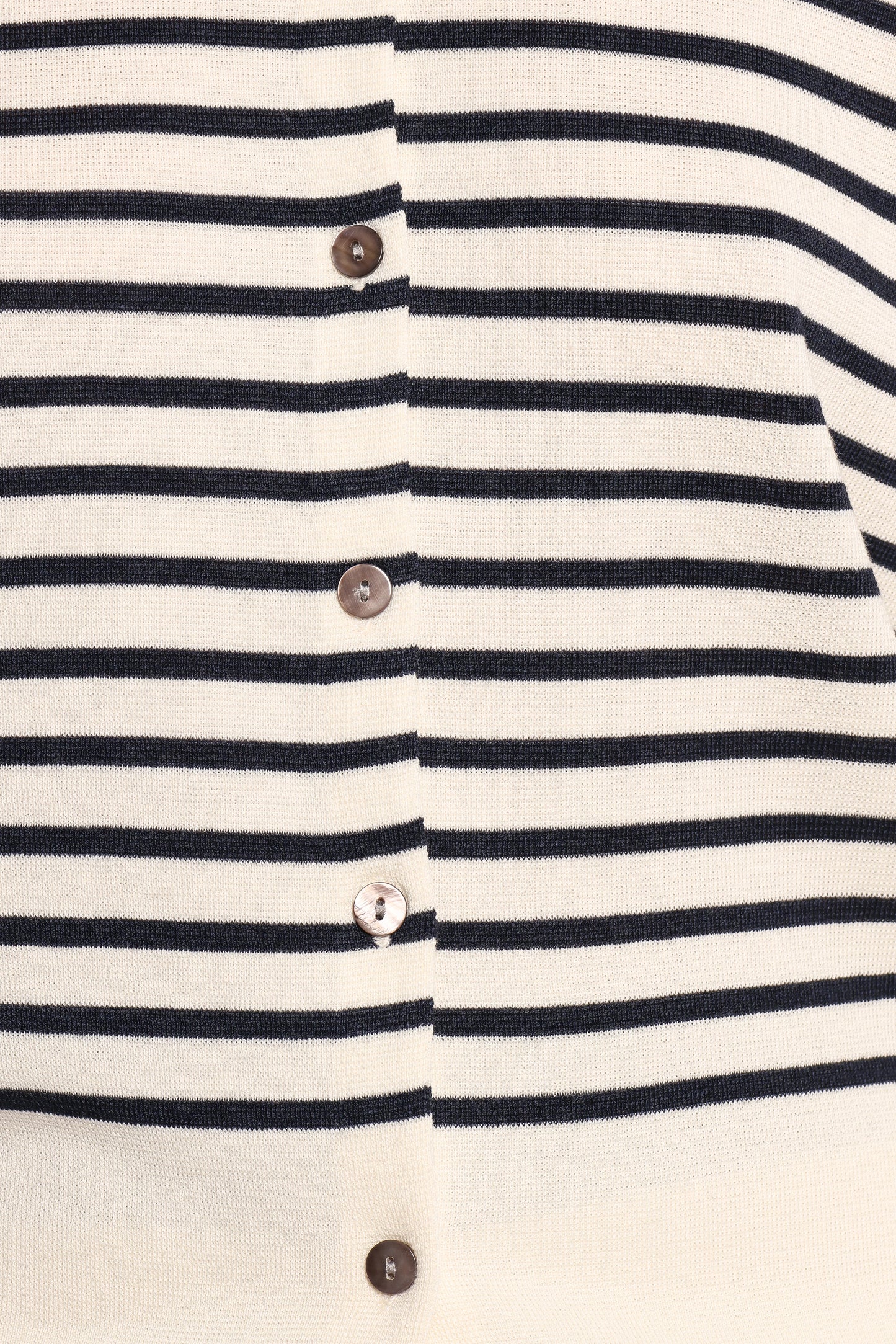 Gavi Button Front Striped Cardigan - Off White/Navy