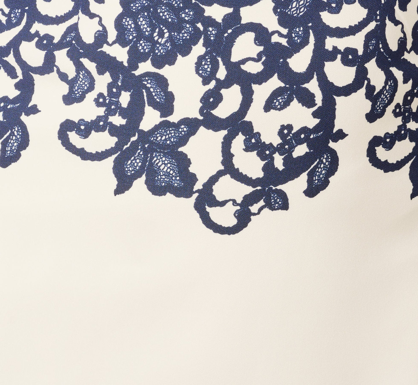 Plus Size Scroll Lace Midi Dress With Three Quarter Sleeves In Ivory Navy