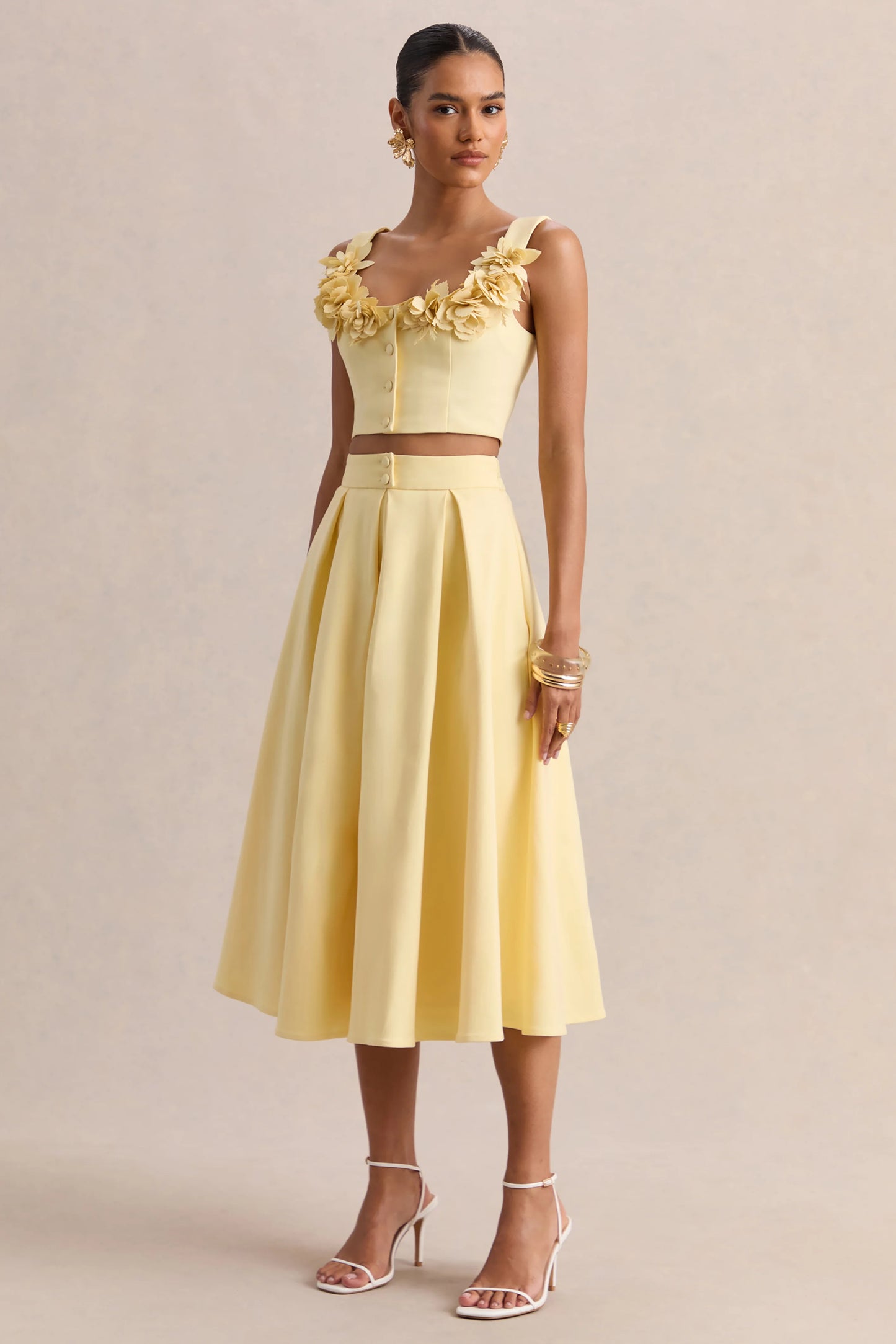 Joy Lemon A-Line Midi Skirt