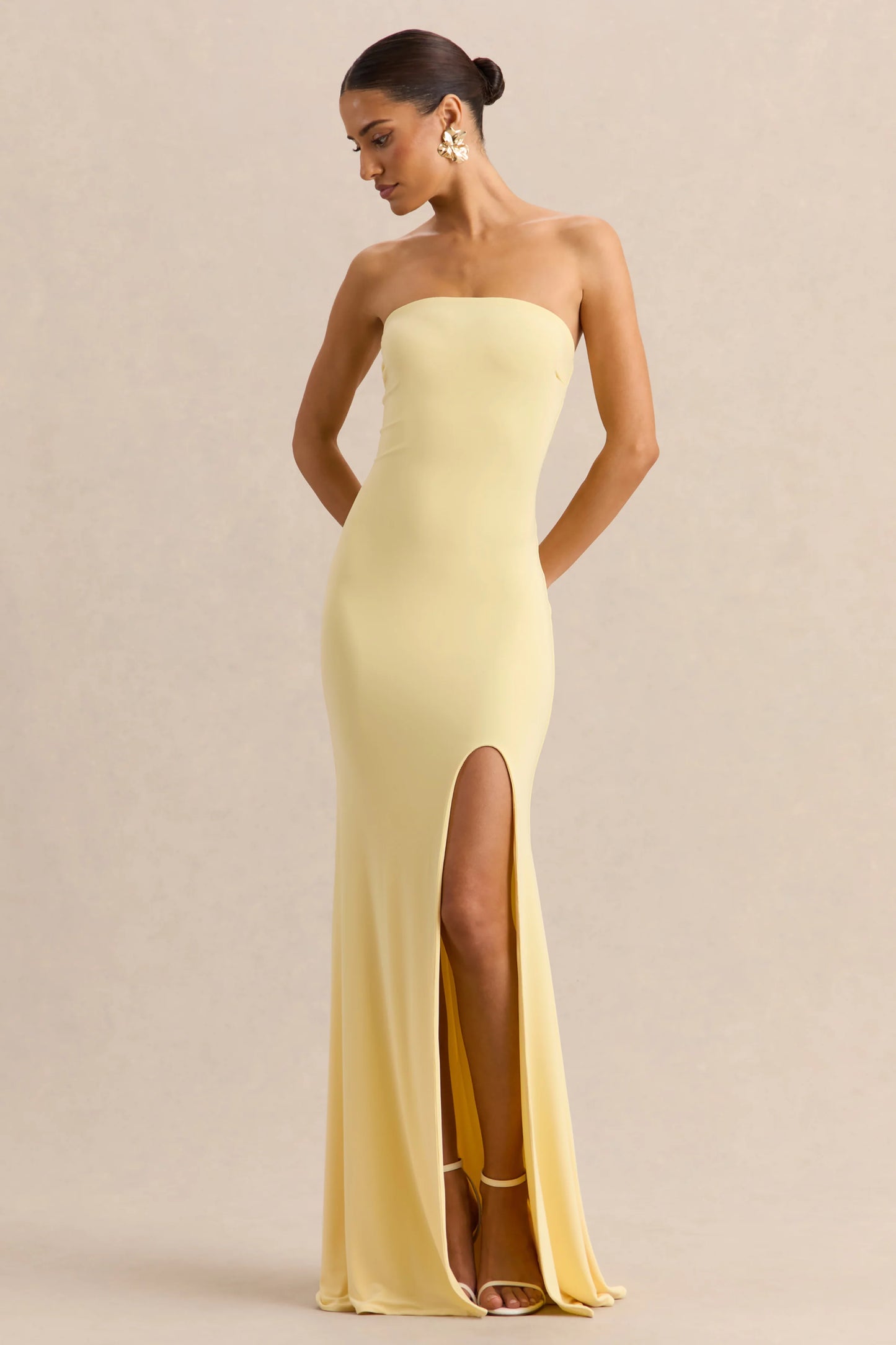 Melva Lemon Bandeau Maxi Dress