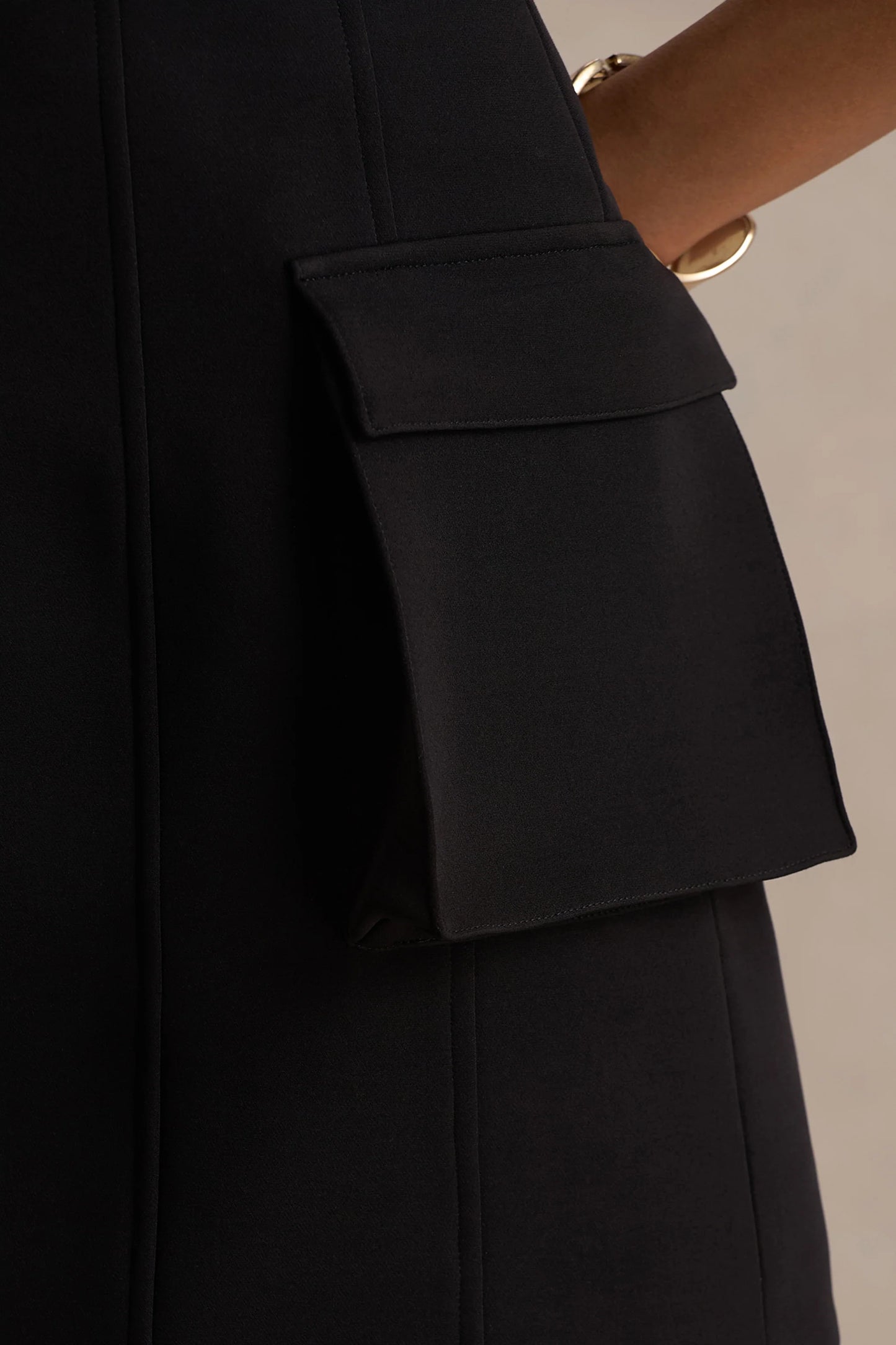 Mollie Black Square-Neck Tailored Micro Mini Dress