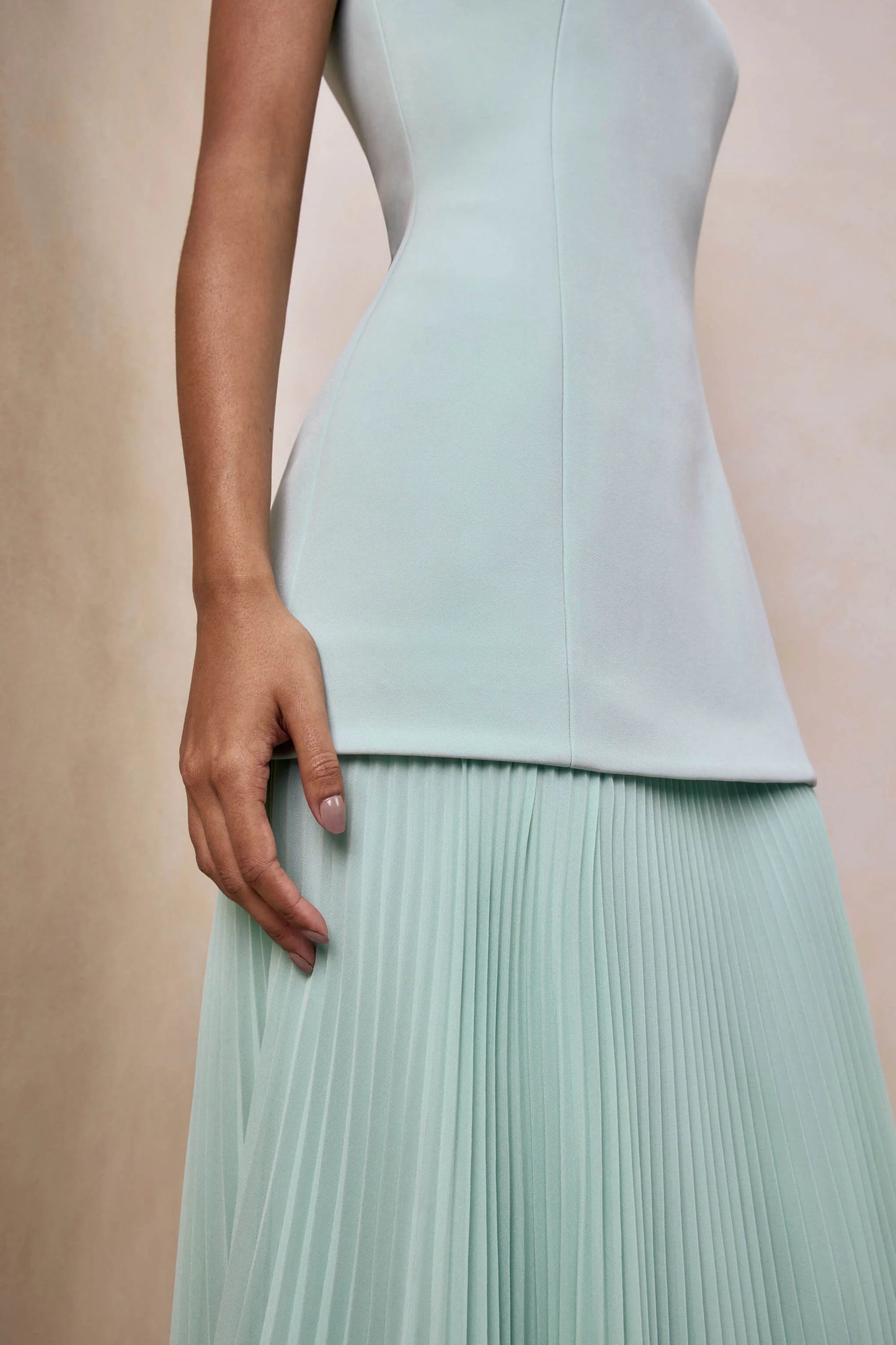 Hadley Sage Boat-Neck Maxi Dress With Drop-Waist