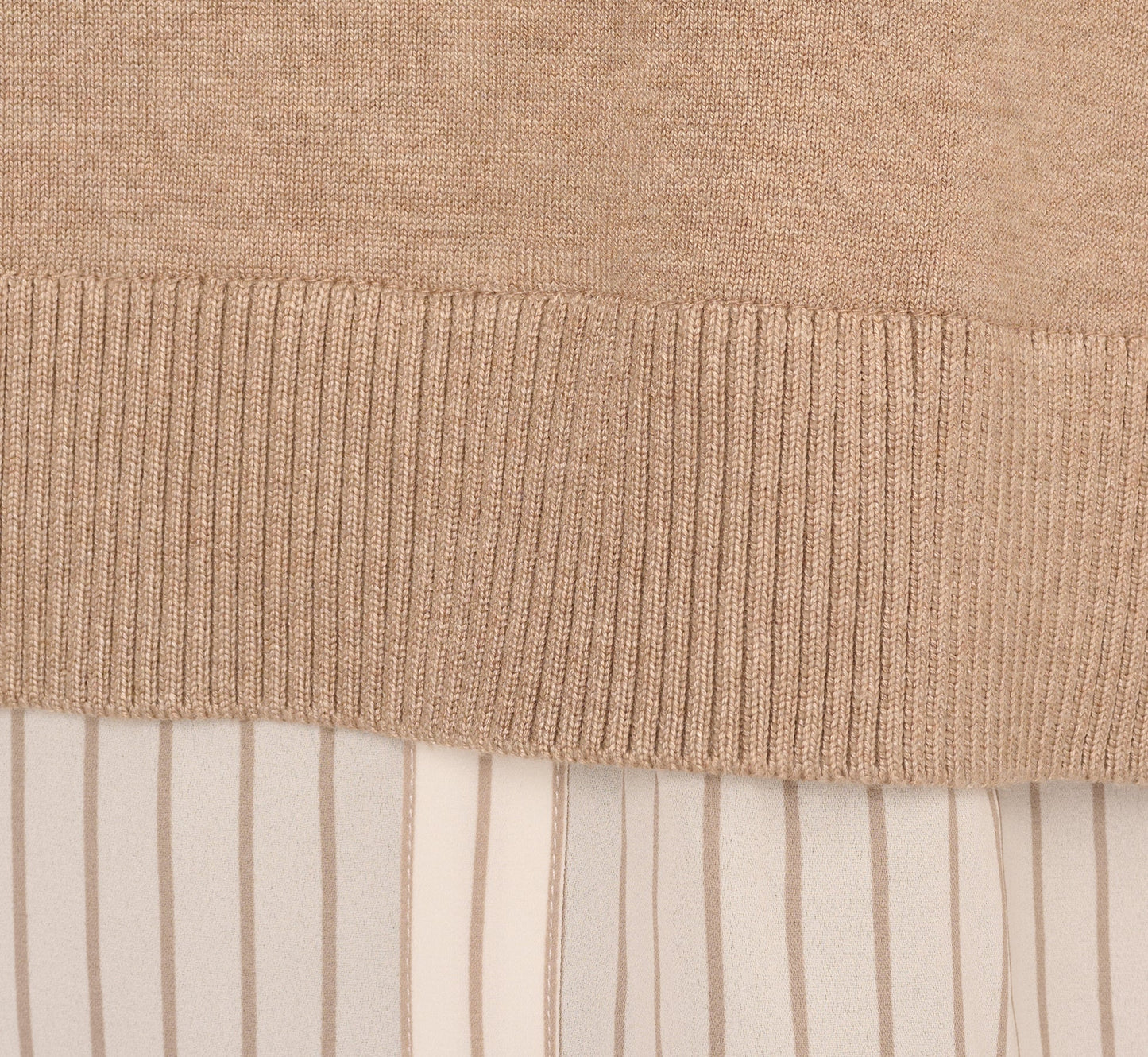 Long Sleeve Collared Printed Twover Sweater In H. Oatmeal W  Staple Stripe
