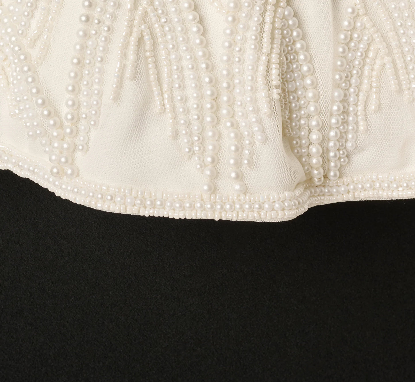 Pearly Beaded Peplum Combo Gown In Black Ivory