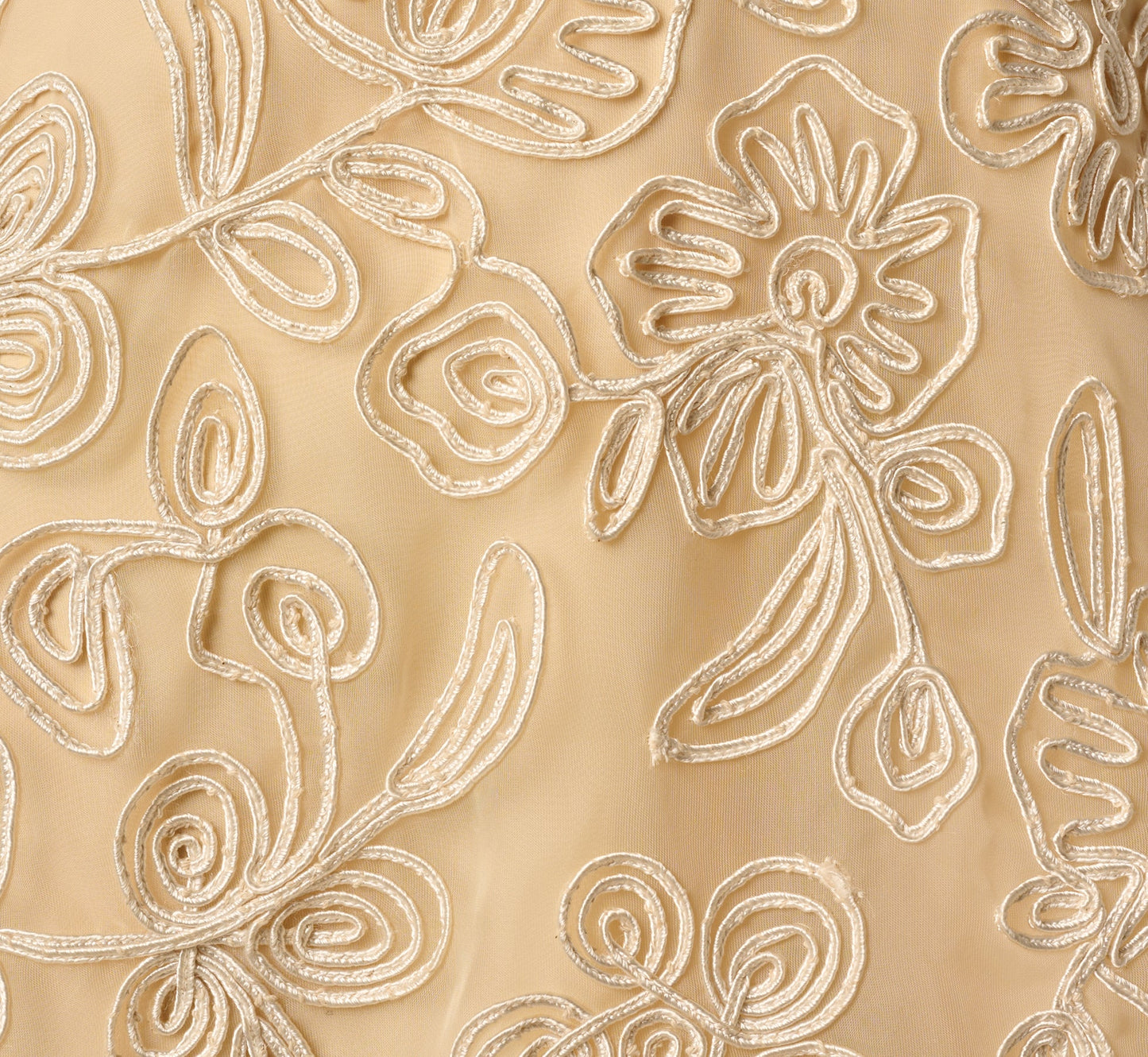 Strapless Floral Embroidered Organza Midi Dress In Maize