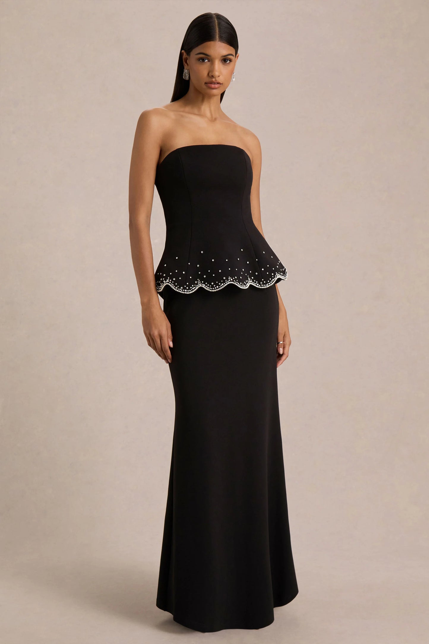 Robin Black Hand-Embellished Strapless Corset Maxi Dress