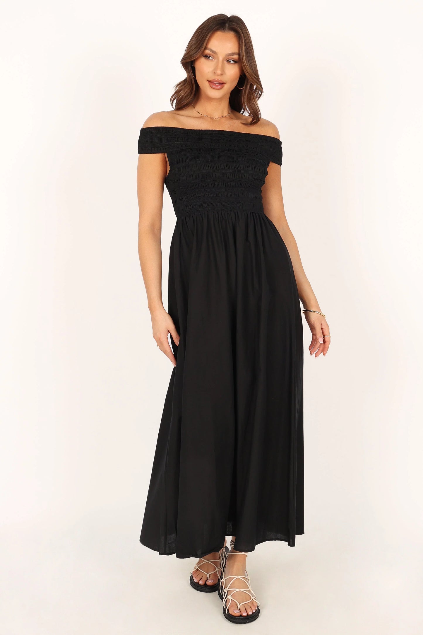 Tessa Off Shoulder Maxi Dress - Black