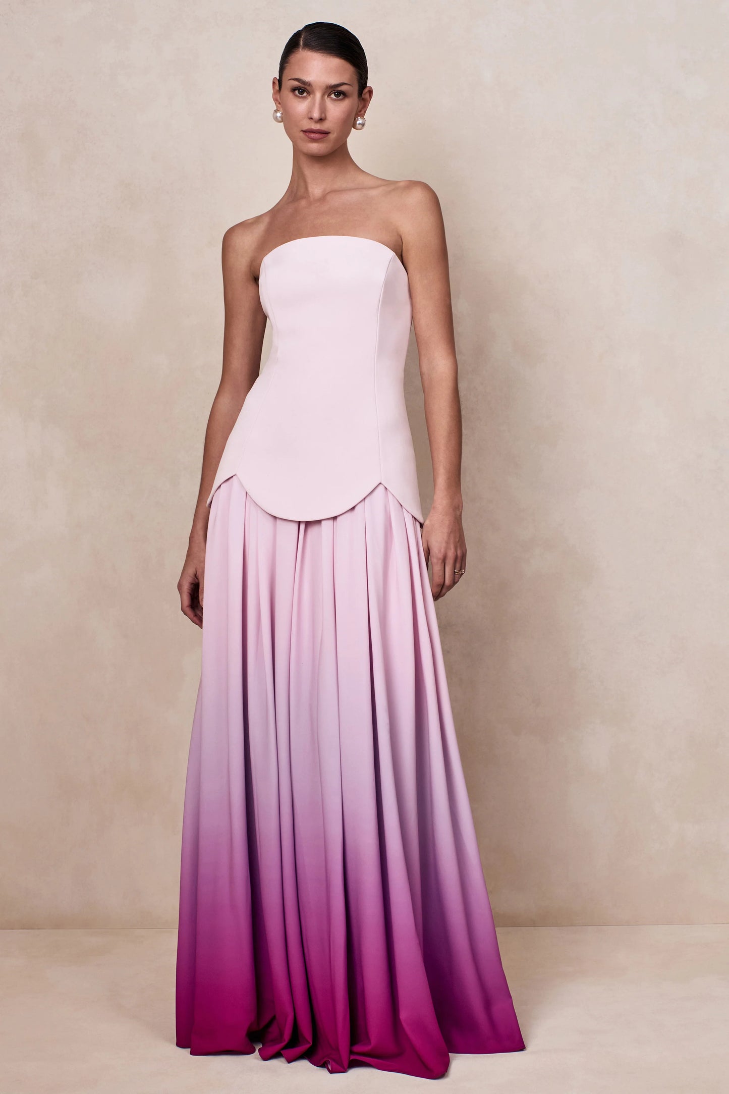 Nia Pink Ombre Bandeau Maxi Dress