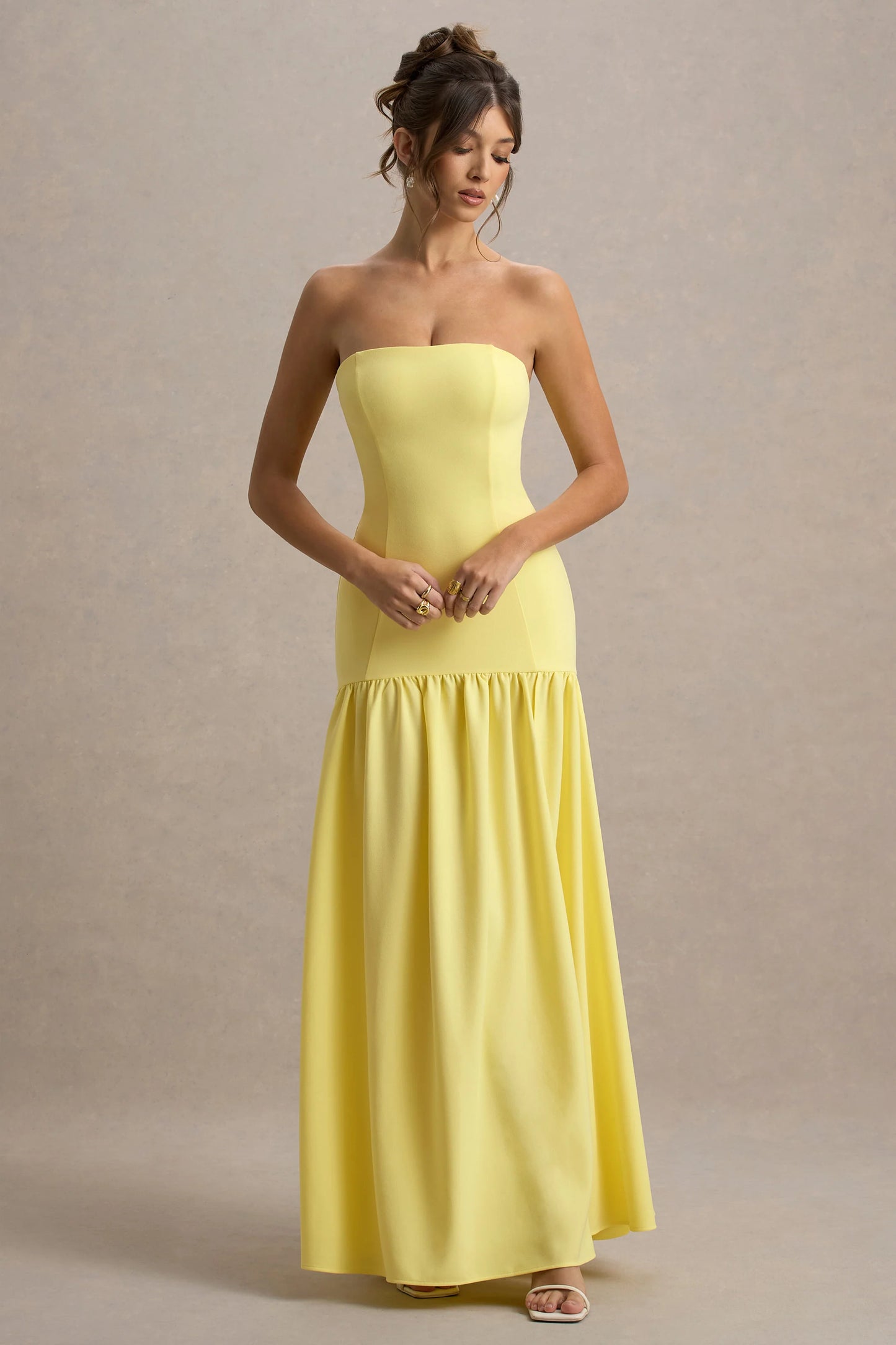 Penny Lemon Bandeau Drop-Waist Maxi Dress
