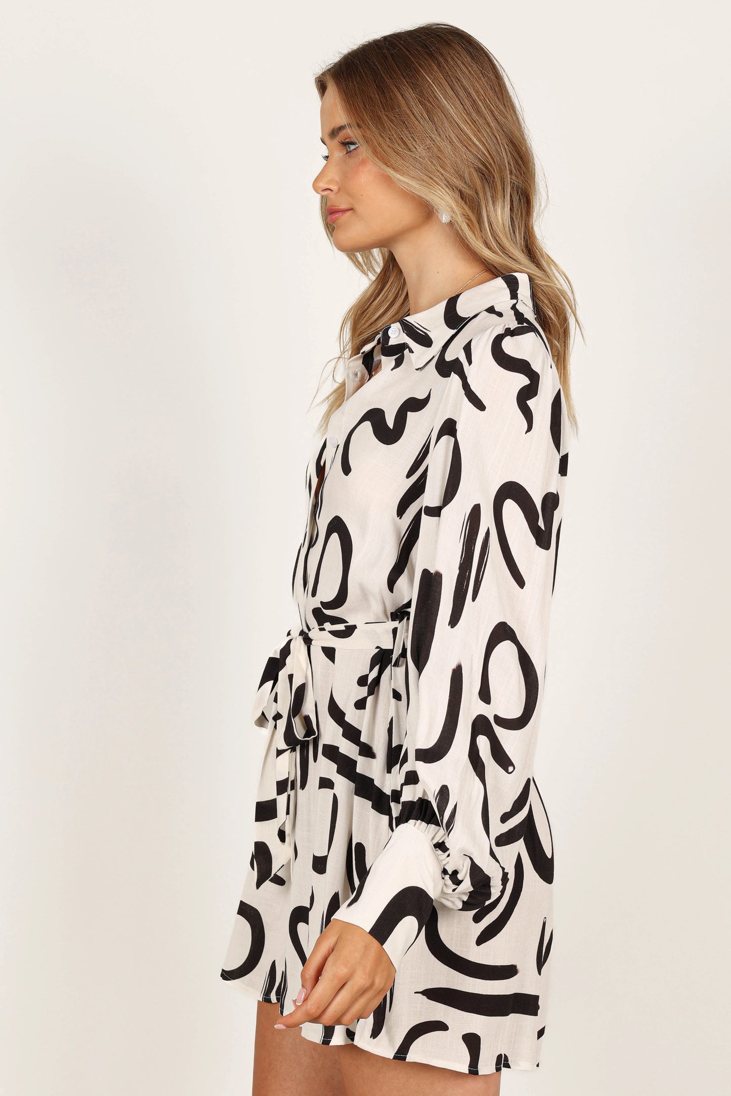 Cosmo Wrap Mini Dress - White/Black