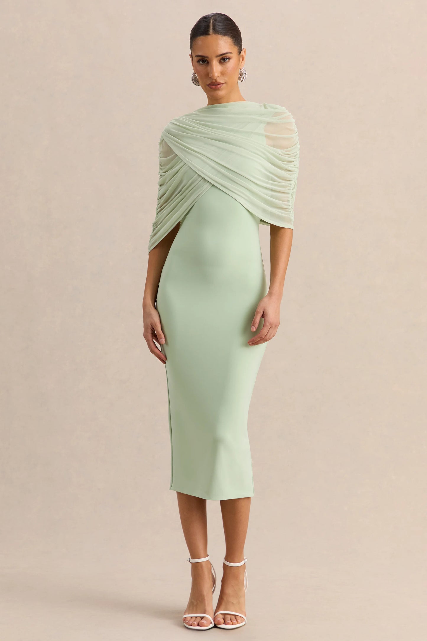 Mirana Mint High-Neck Midi-Dress