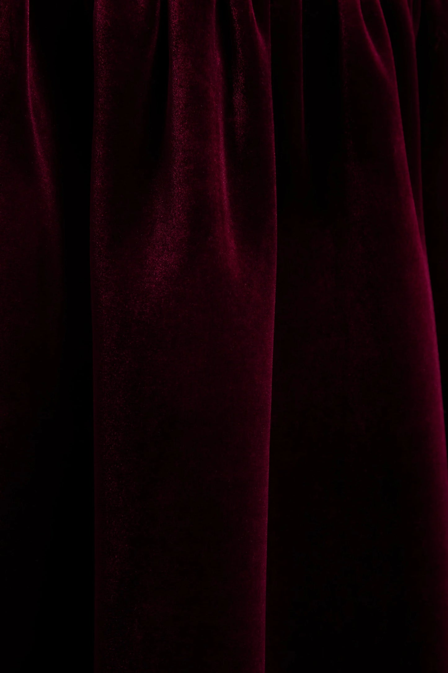 Violetta Burgundy Velvet Bandeau Midi Dress With Drop-Waist And Gathered Skirt
