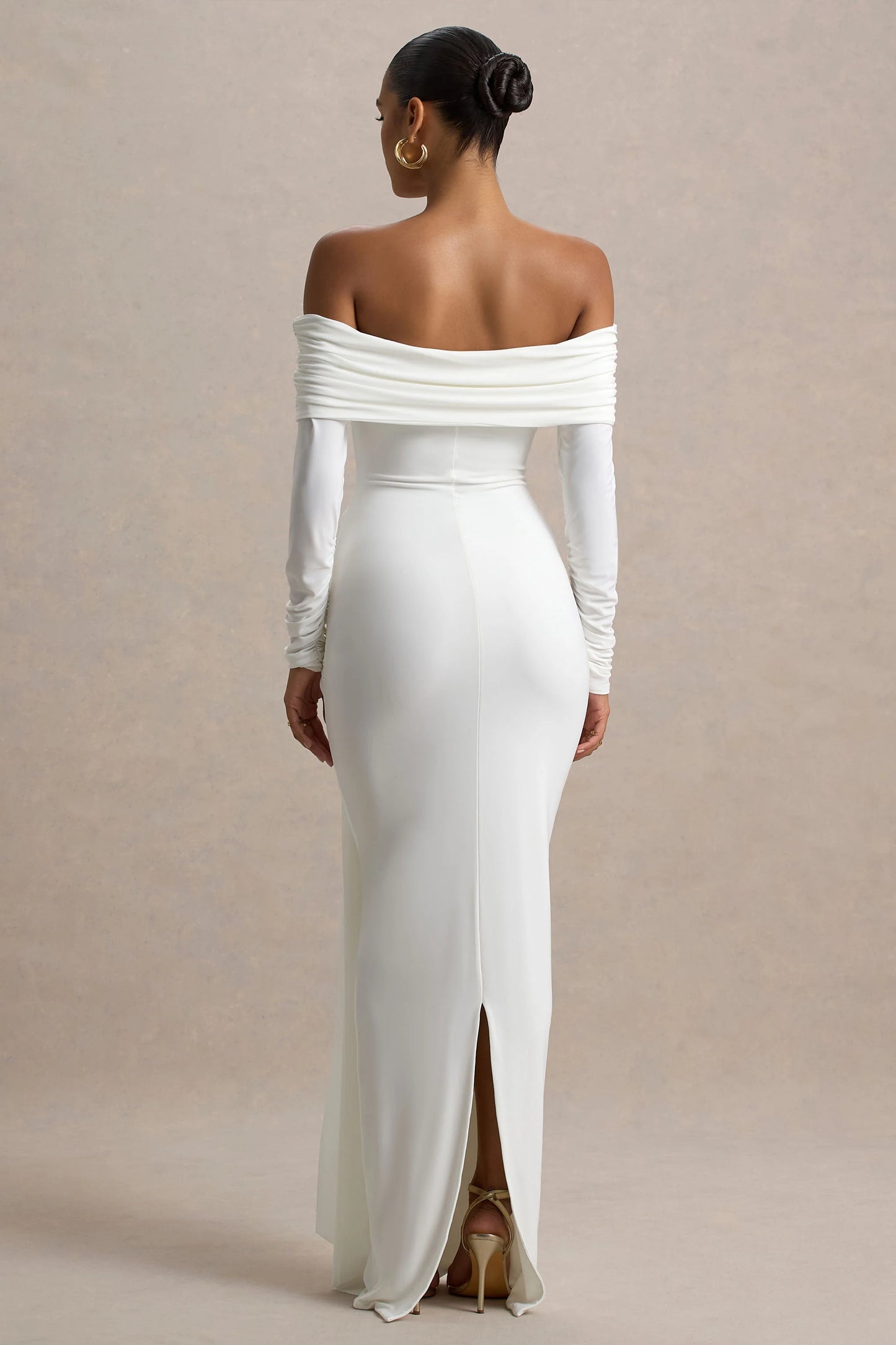 Jovie White Bardot Wrap Maxi Dress With Sash Detail