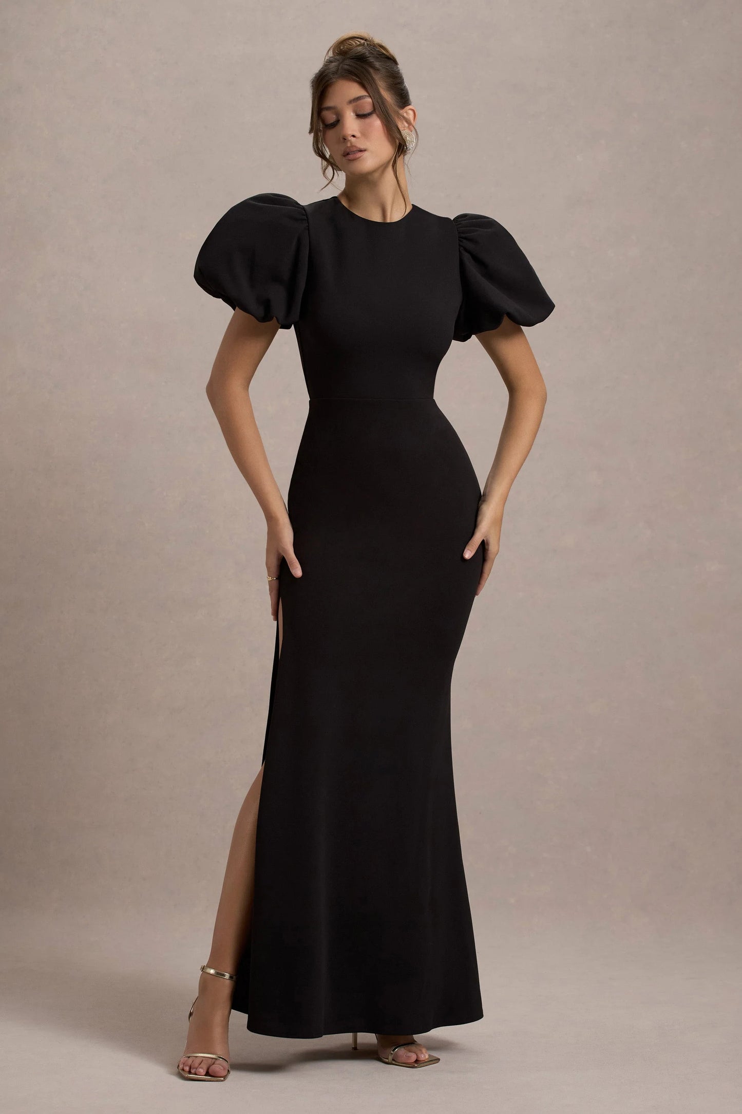 Love Letters Black Puff-Sleeve Maxi Dress