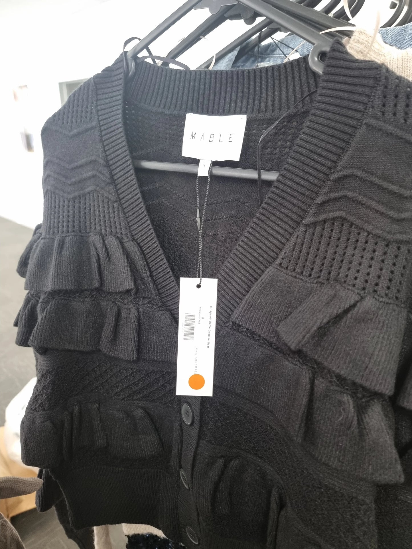 Hayworth Ruffle detail Cardigan - Black