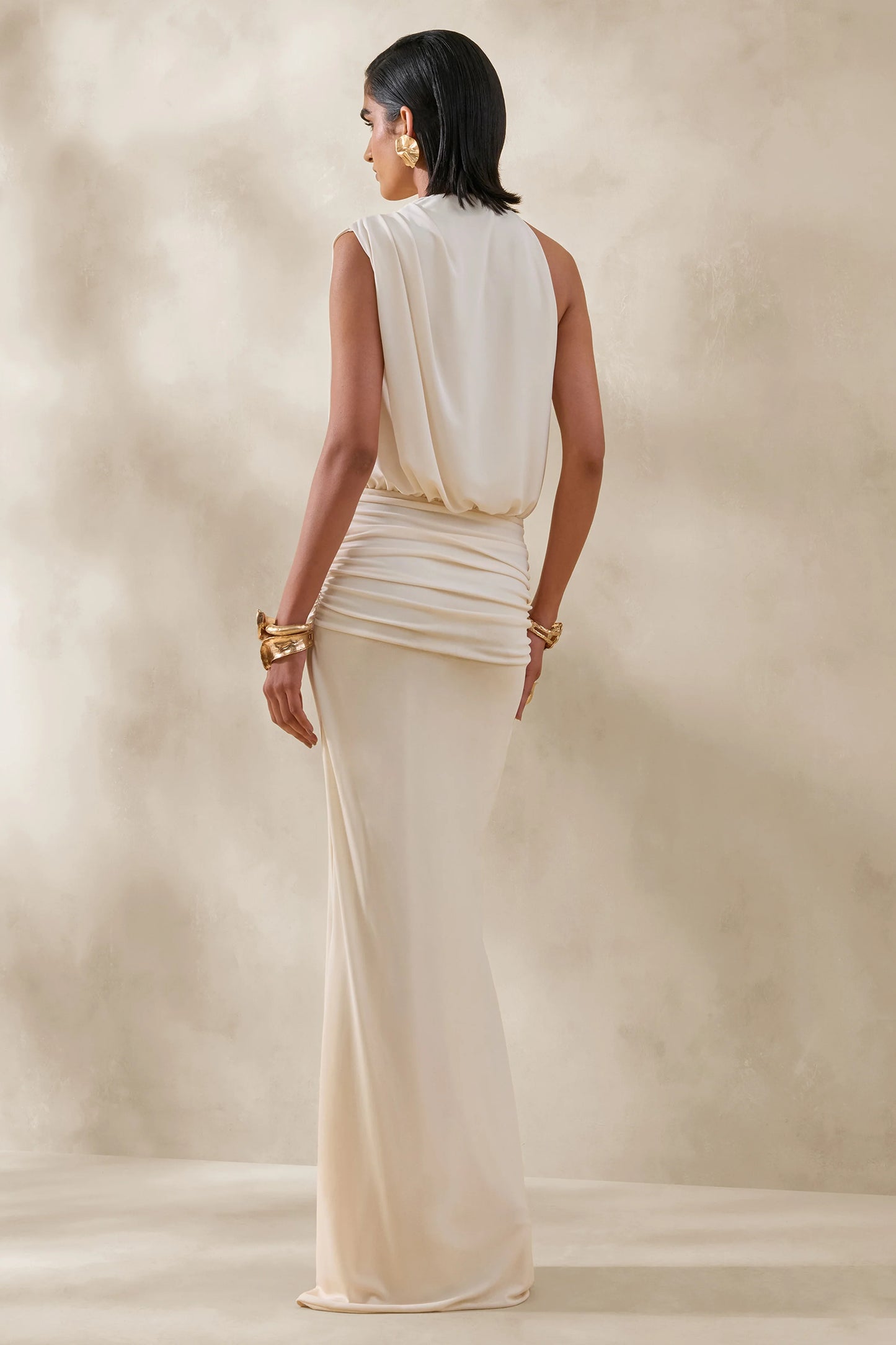 Umaira Cream High-Neck Maxi Dress
