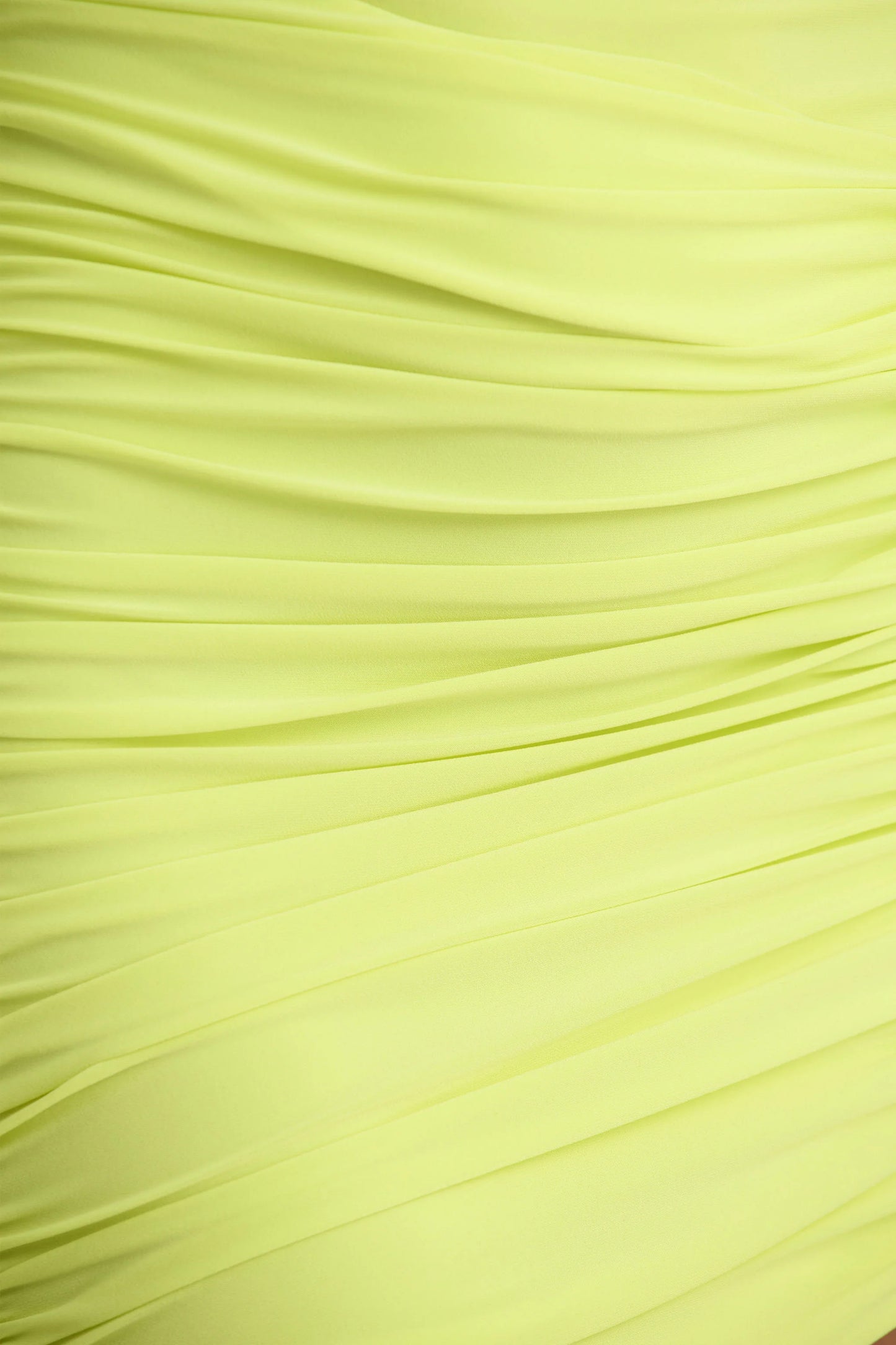 Marci Lime Green Asymmetric Ruched Mini Dress With Sash