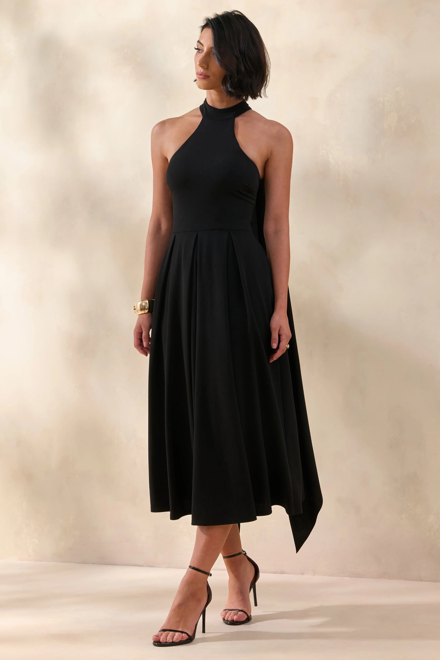 Rhode Black Halter-Neck Midi Dress