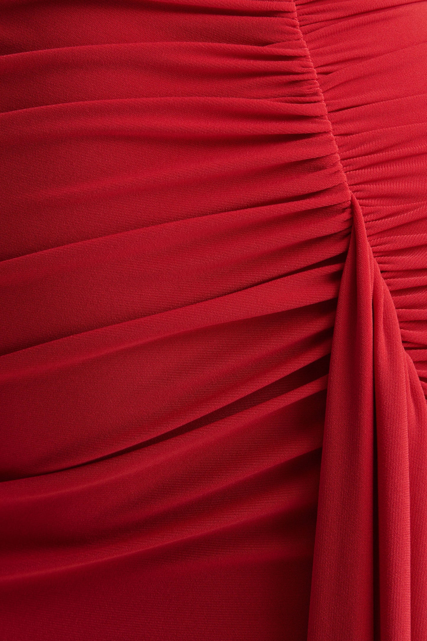 Anne Red Asymmetric-Neck Wrapped Maxi Dress With Sash