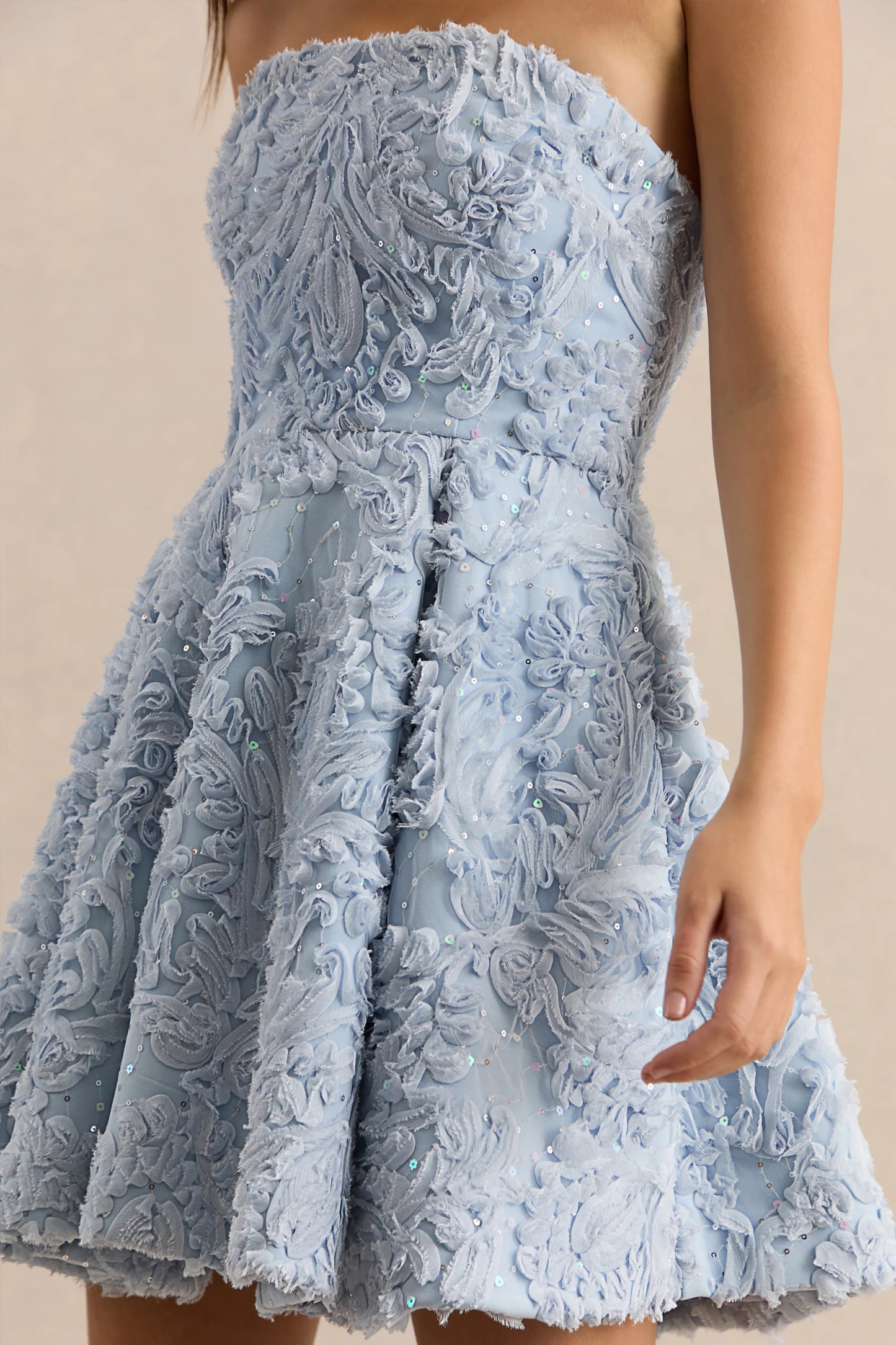 Zosia Blue Mesh Bandeau Mini Dress
