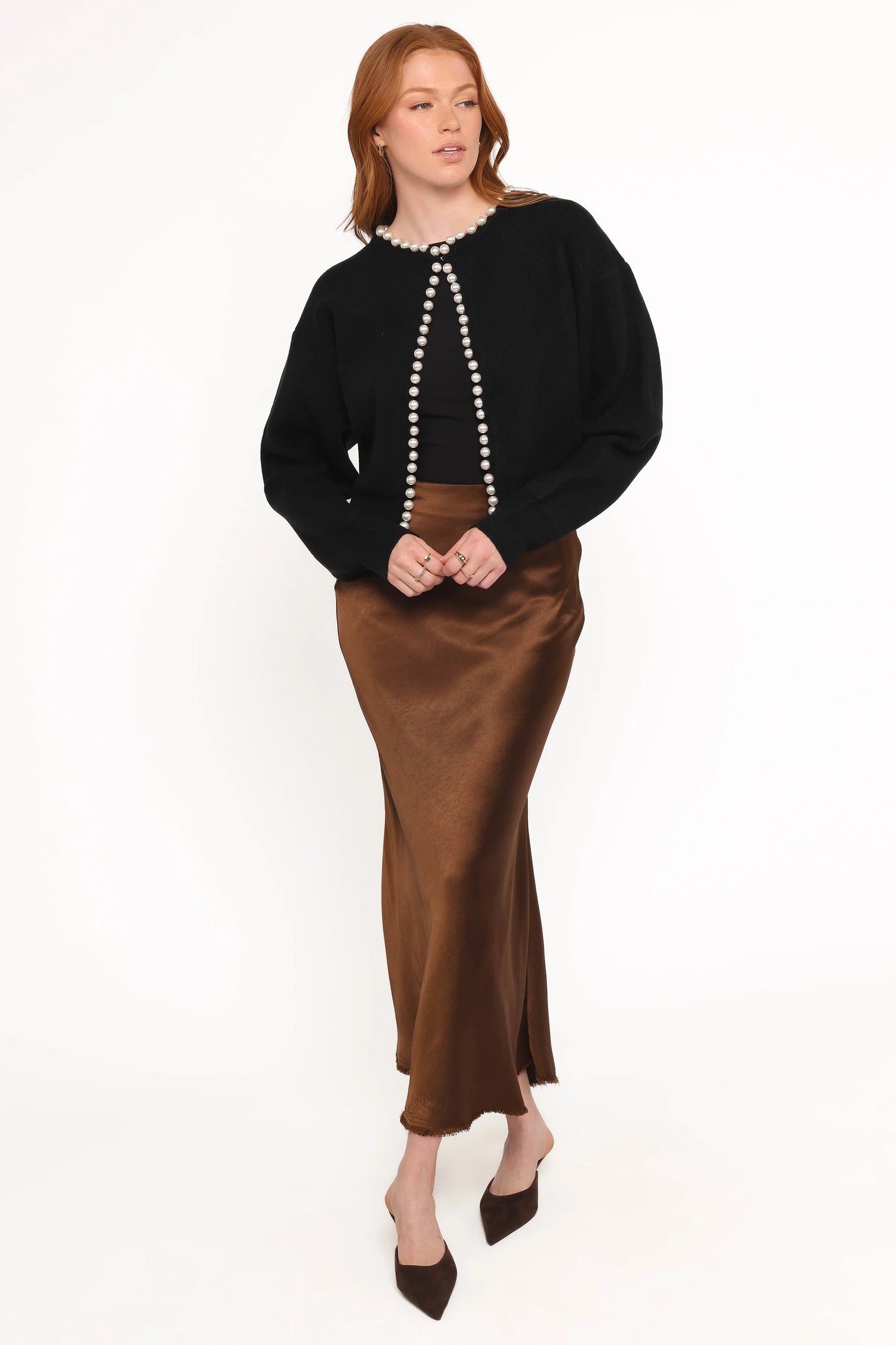 Bloom Pearl Knit Cardigan - Black