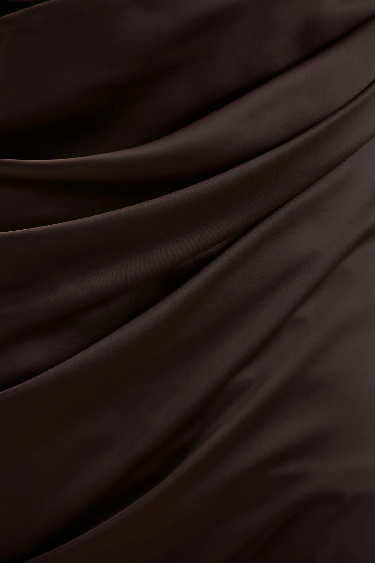 Sasha Brown Satin And Velvet Midi Dress With Wrap-Detail