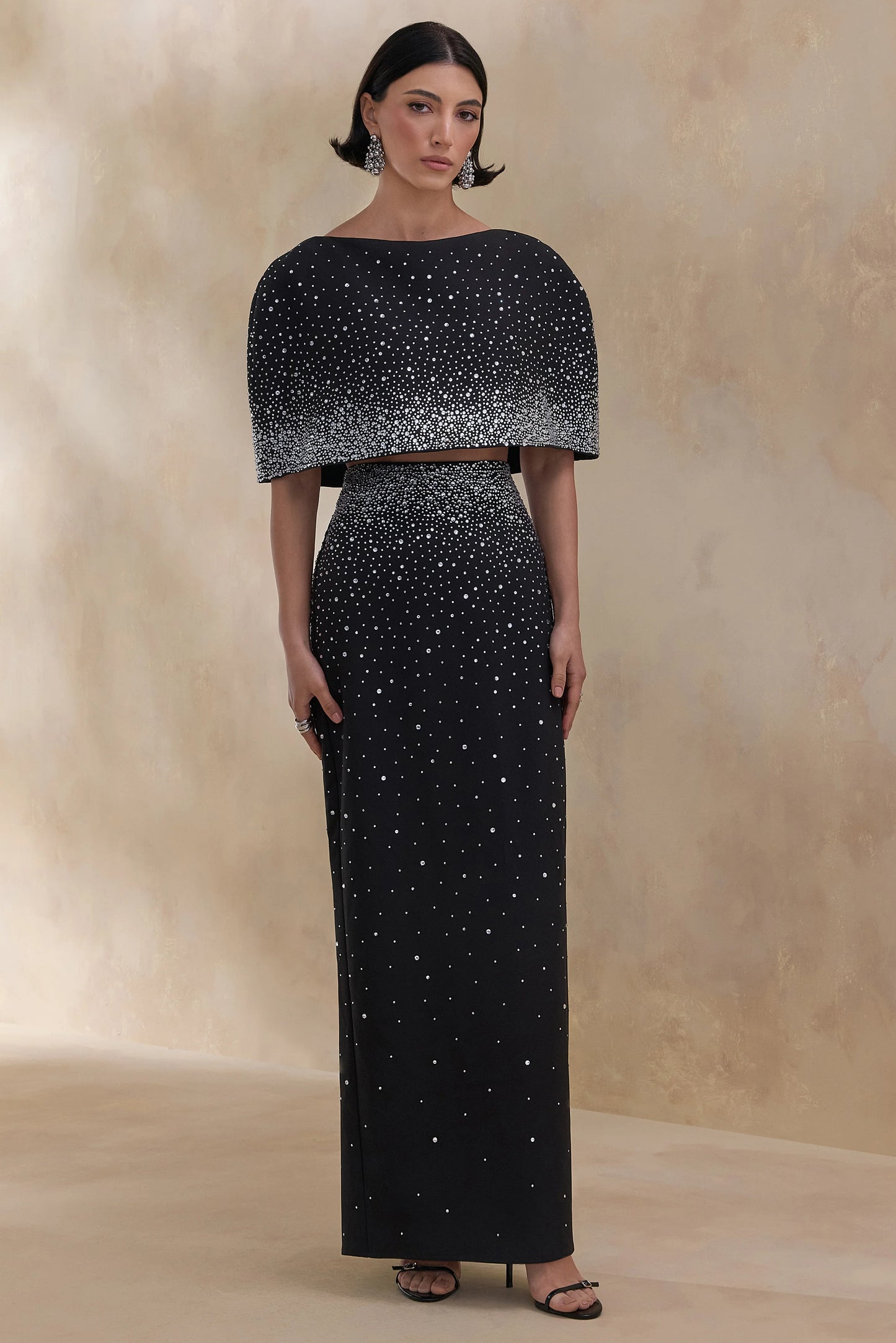 Fabiana Black Hand-Embellished Maxi Skirt