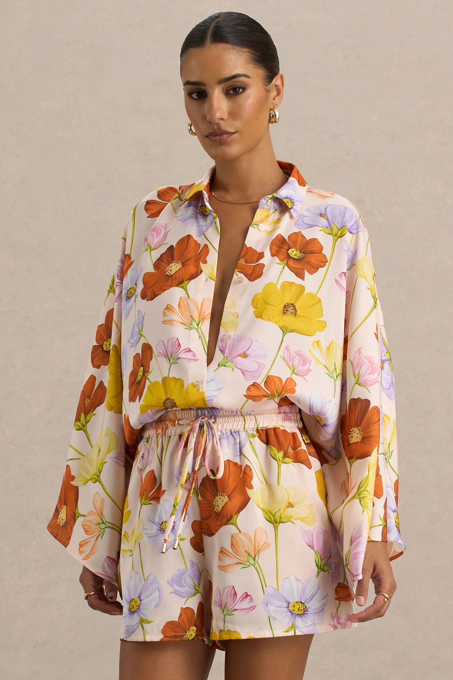 Lolite Bright Floral Print Long-Sleeve Shirt