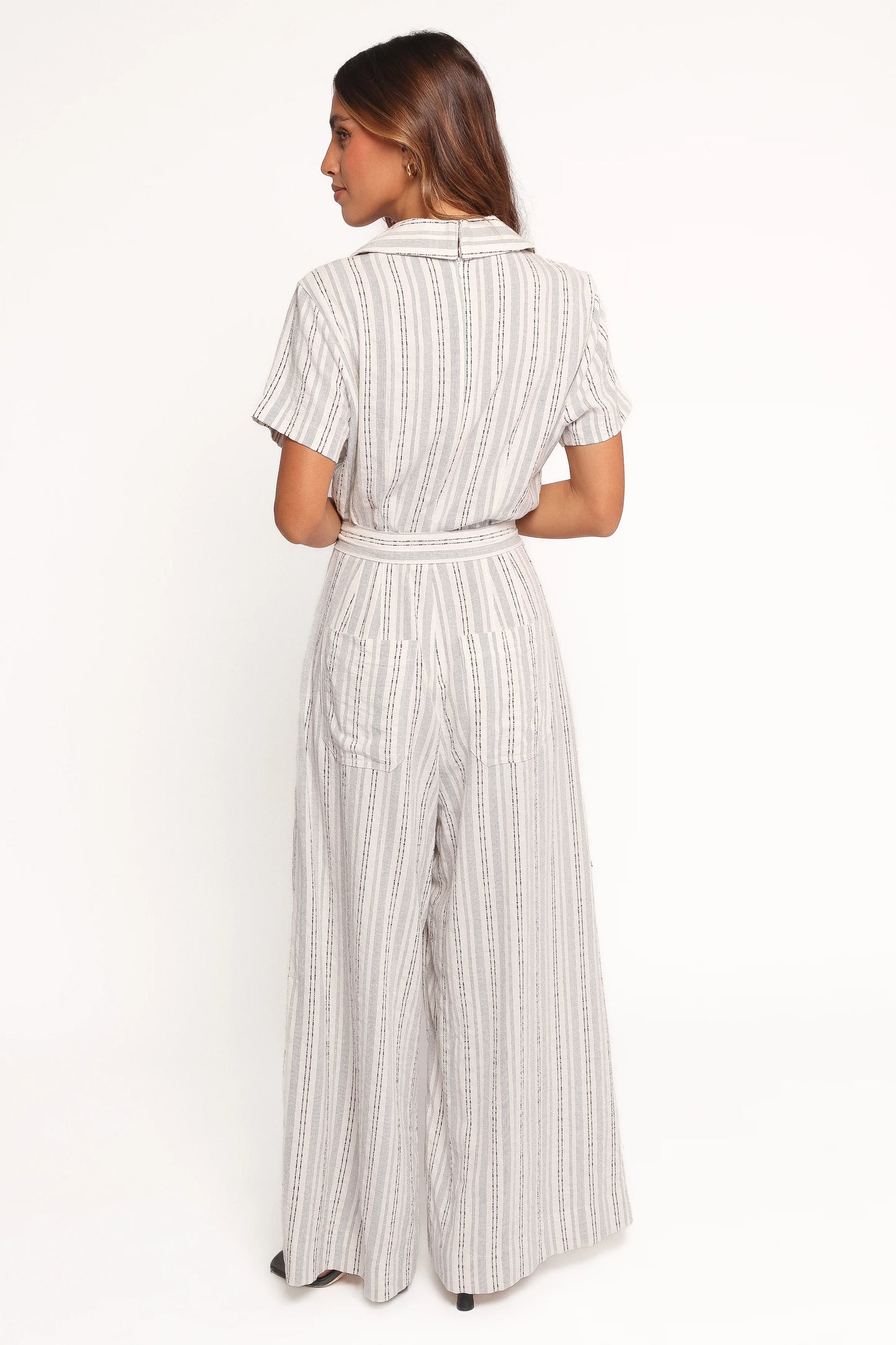 Daila Tie Waist Jumpsuit - White Black