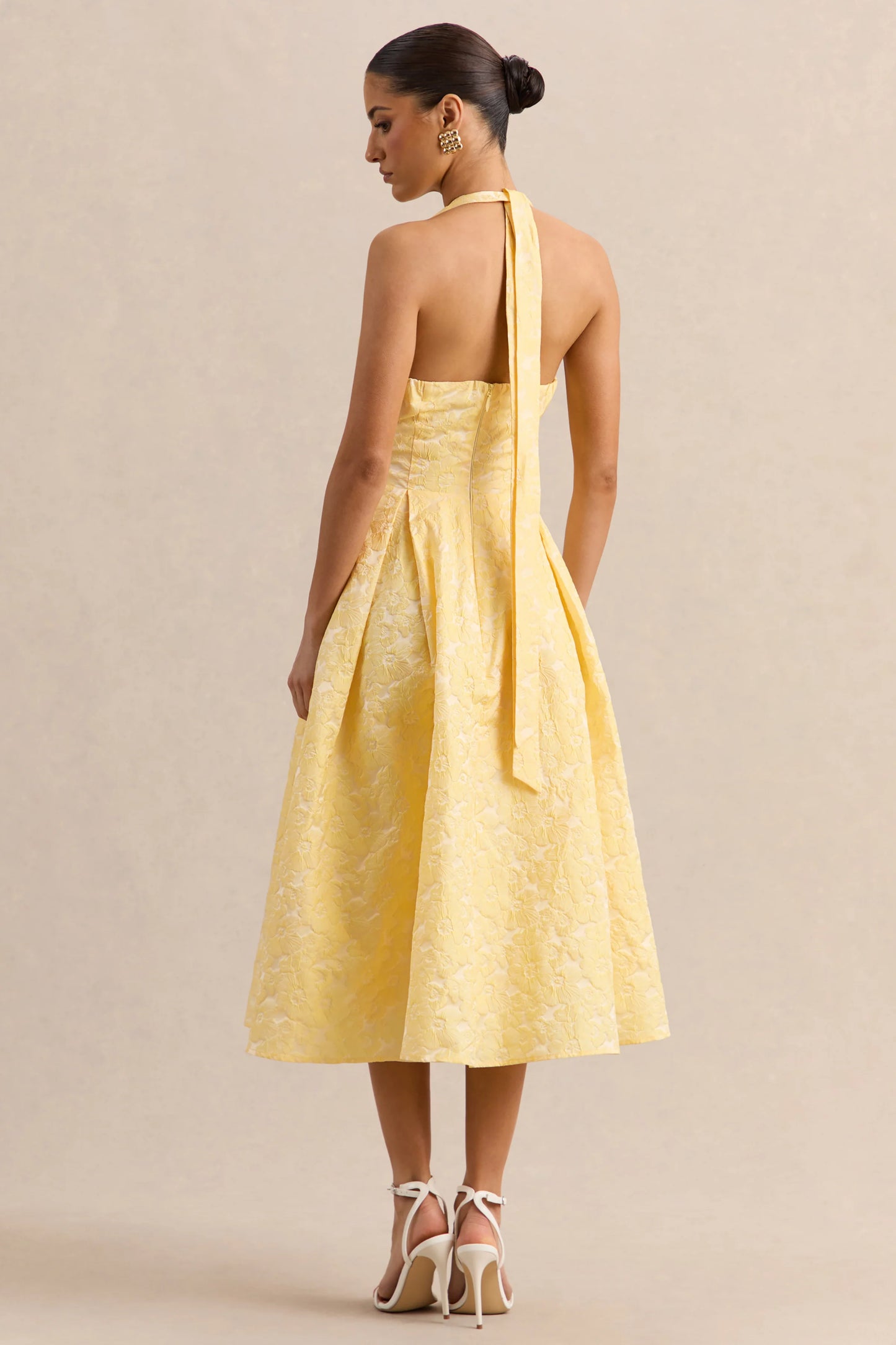 Nyomi Lemon Satin Halter-Neck Midi-Dress