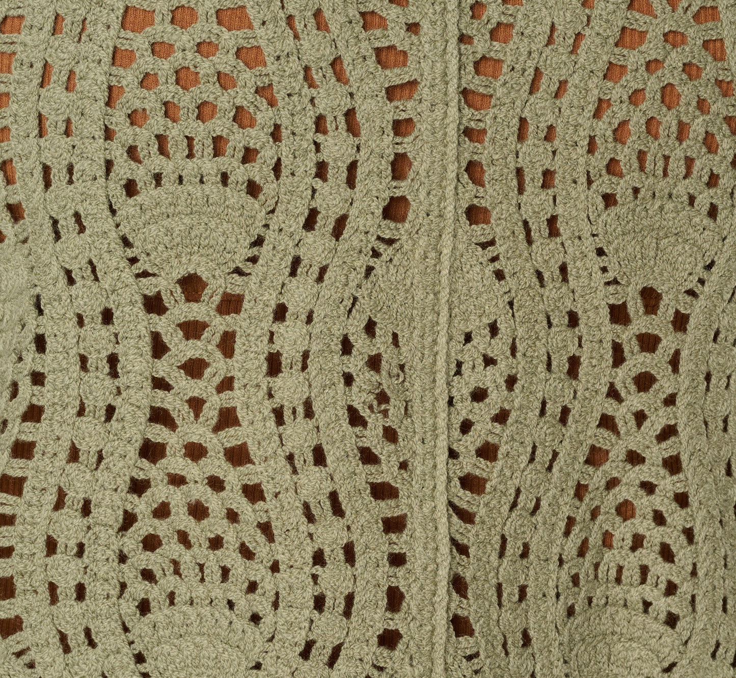 Long Sleeve Open Crochet Sweater In Sage Moss