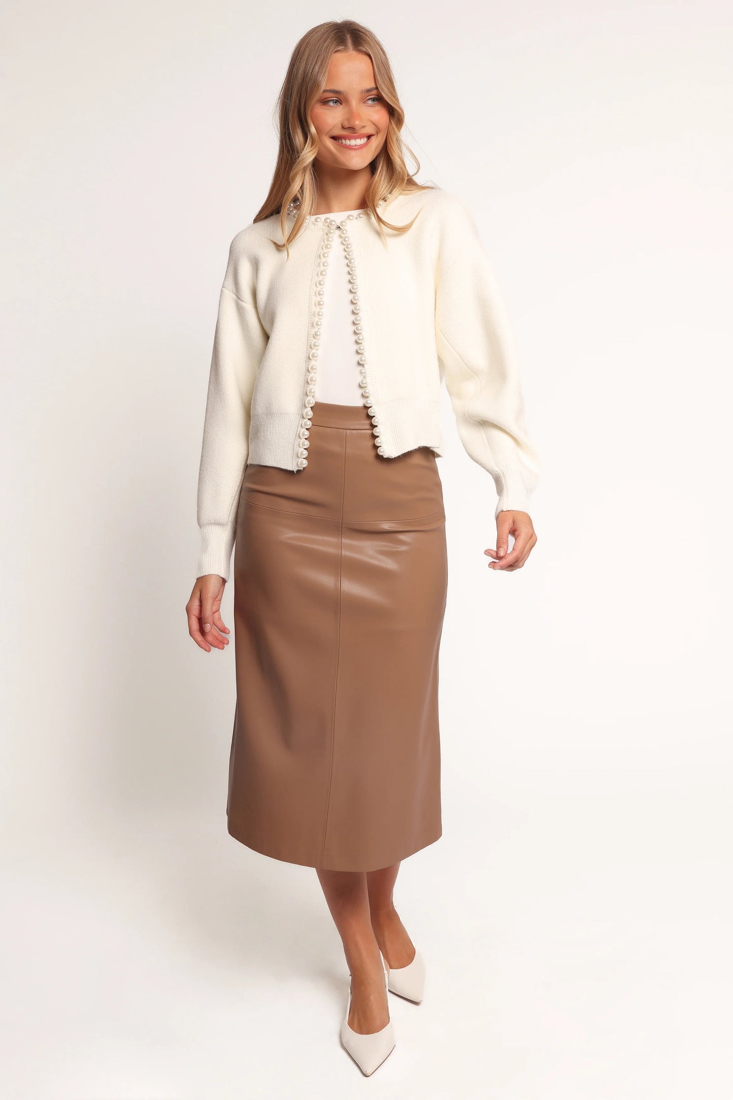 Bloom Pearl Knit Cardigan - Cream