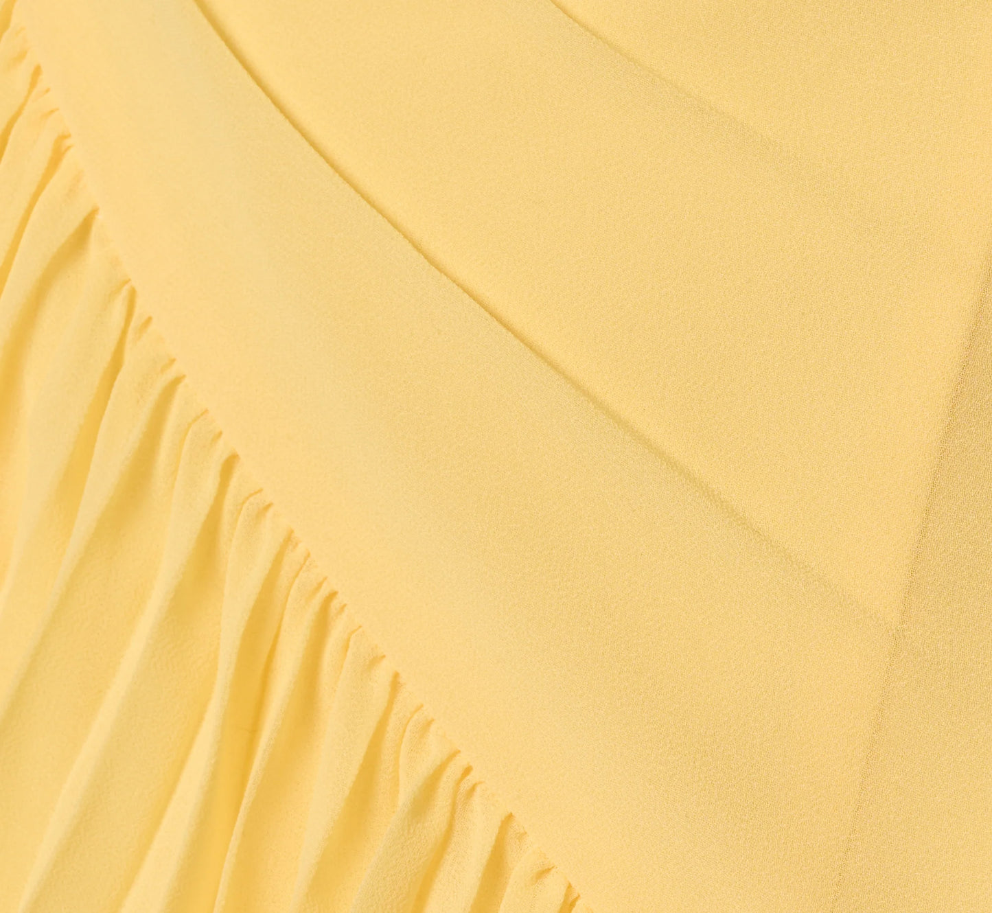 One Shoulder Pleated Flounce High Low Gown In Butter Yellow