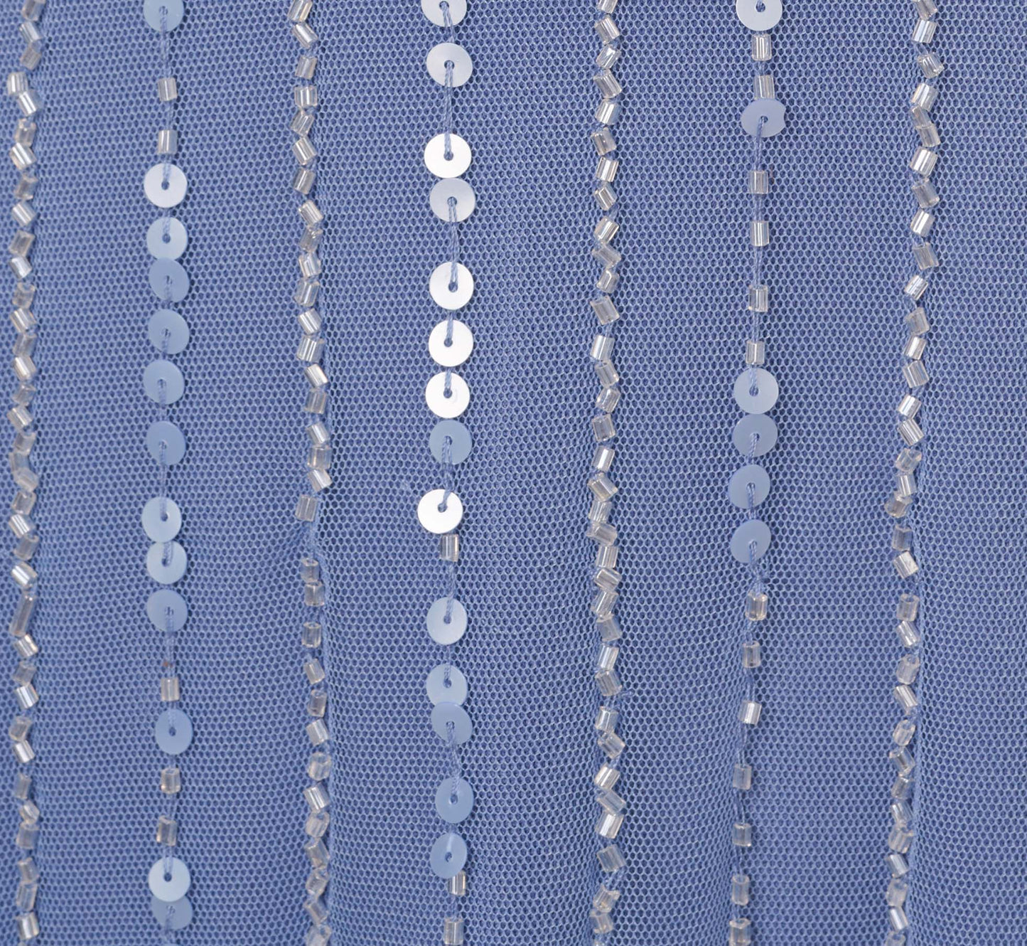 Plus Size Hand Beaded Illusion Faux Wrap Short Cocktail Dress In French Blue