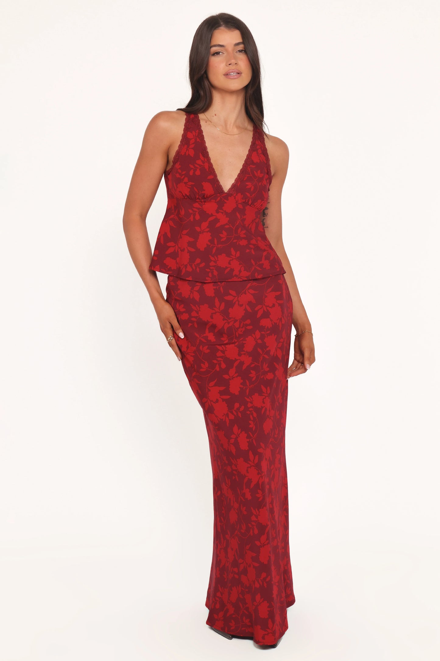 Velman Skirt - Burgundy Floral