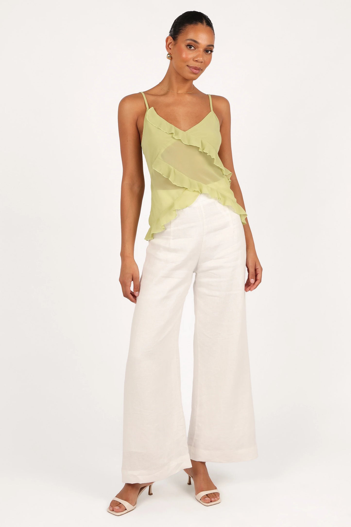 Gabrielle Ruffle Top - Meadow Green