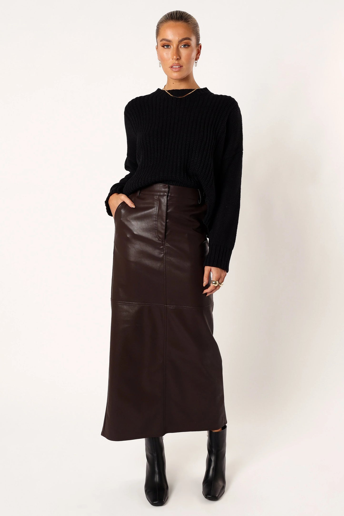 Arlette Textured Knit Sweater - Black