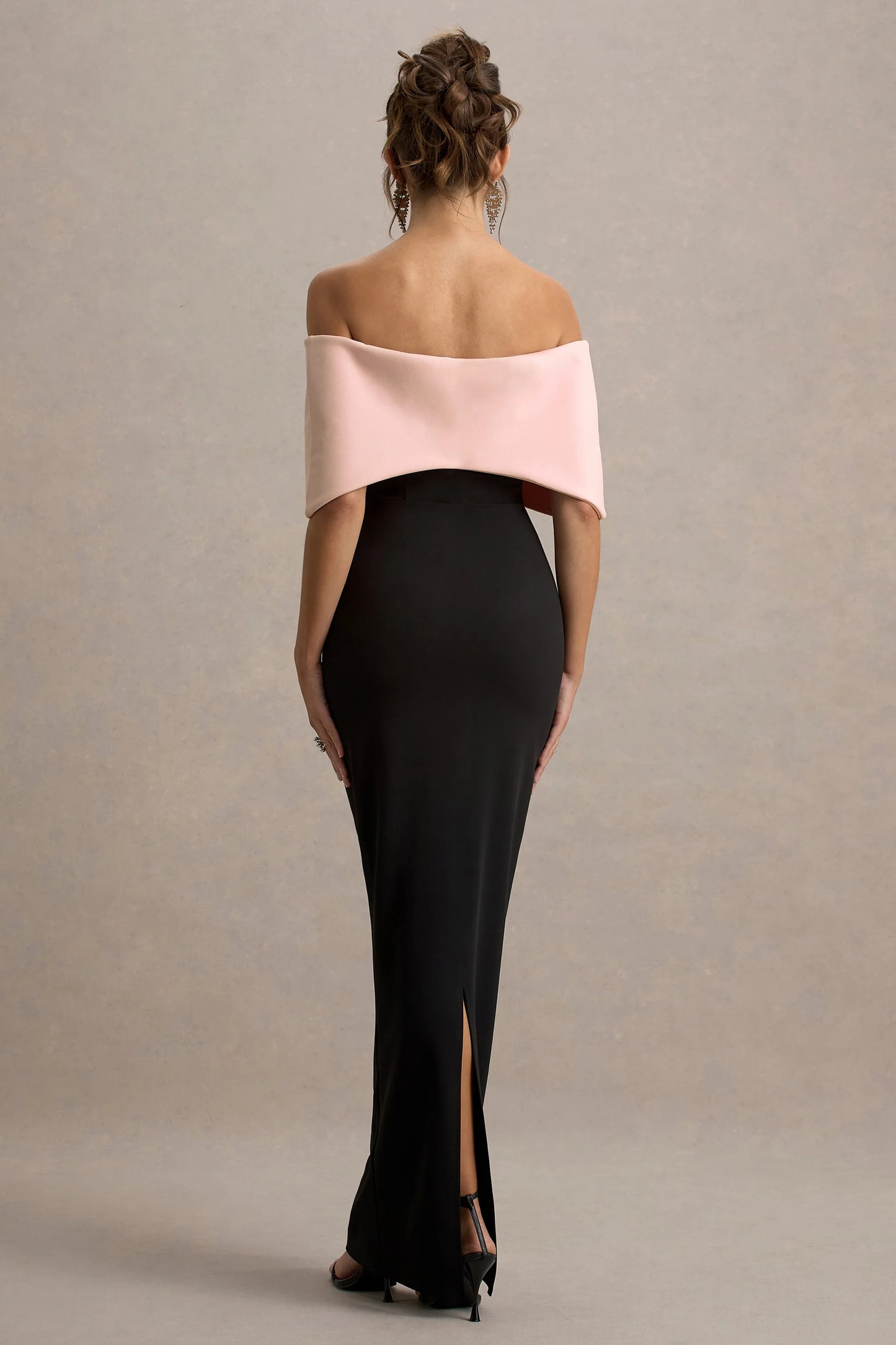 Cornelia Pink & Black Strapless Maxi Dress With Oversized Bow