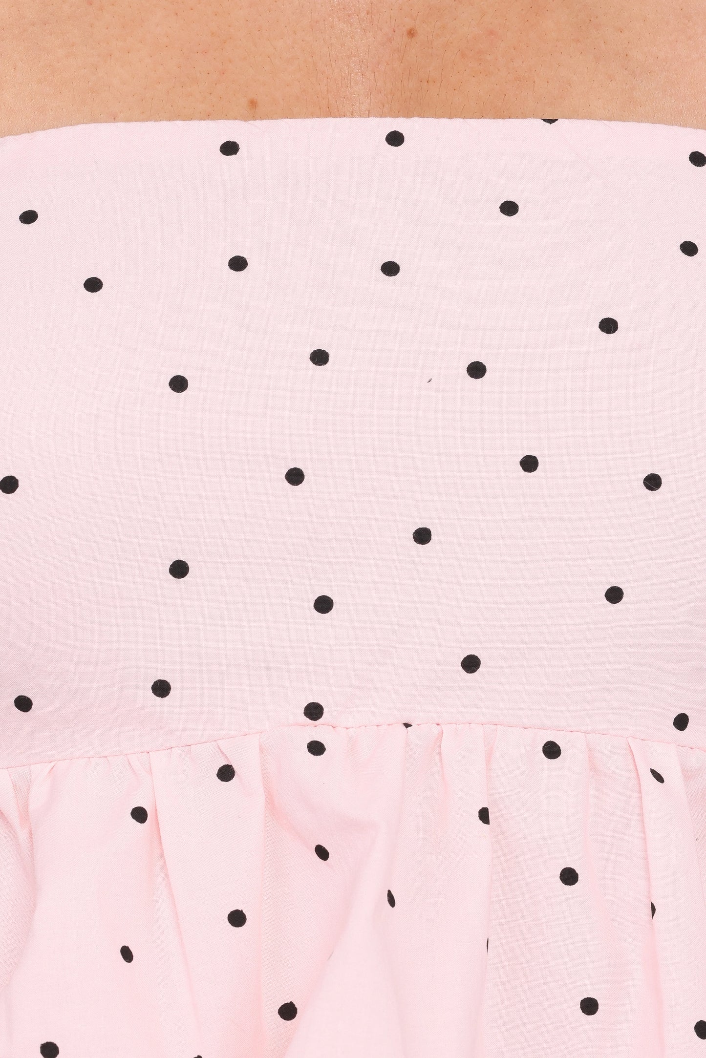 Yvanna Bubble Hem Top - Pink Dot