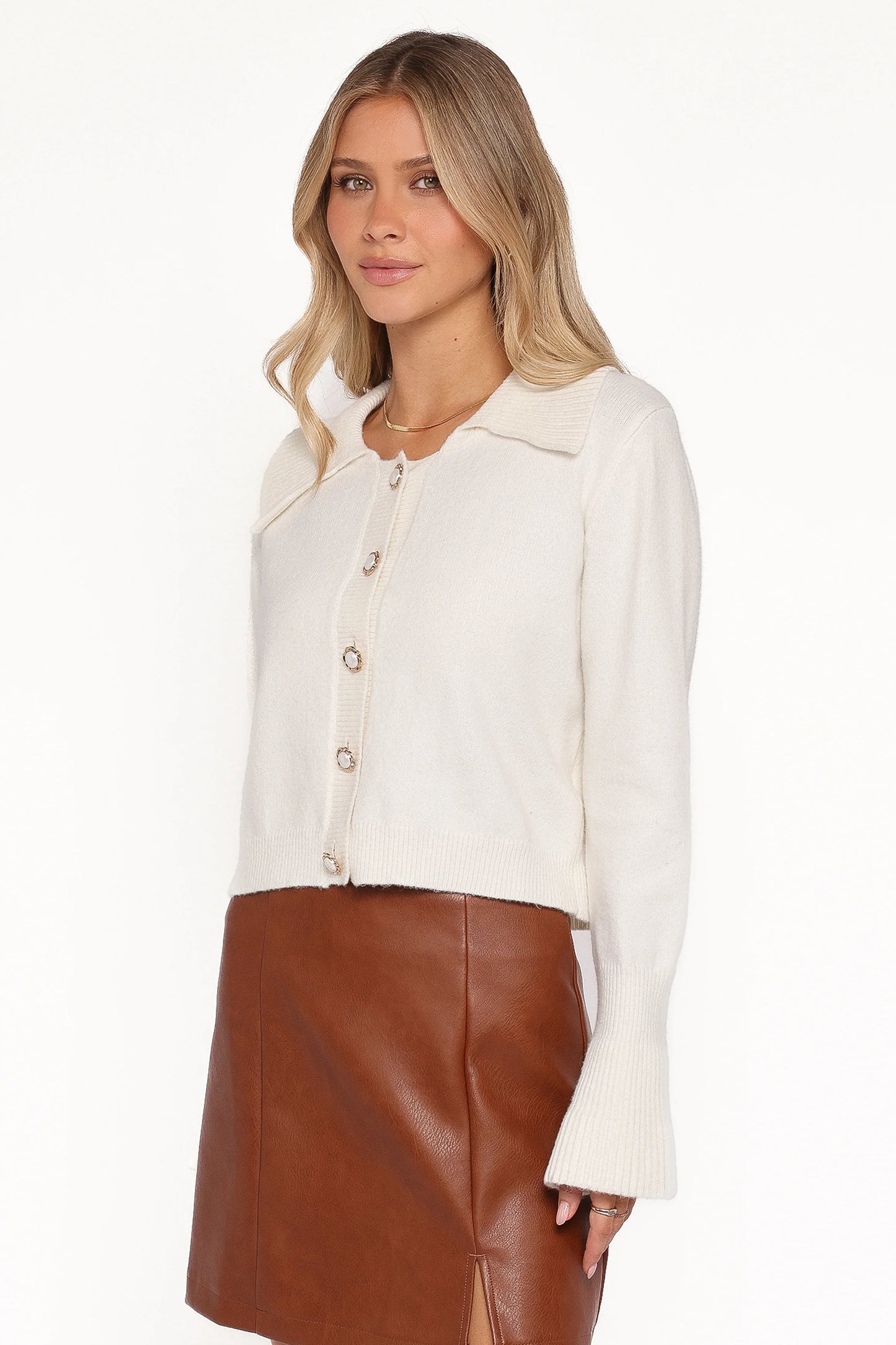 Thelma Trumpet Sleeve Cardigan - Cream