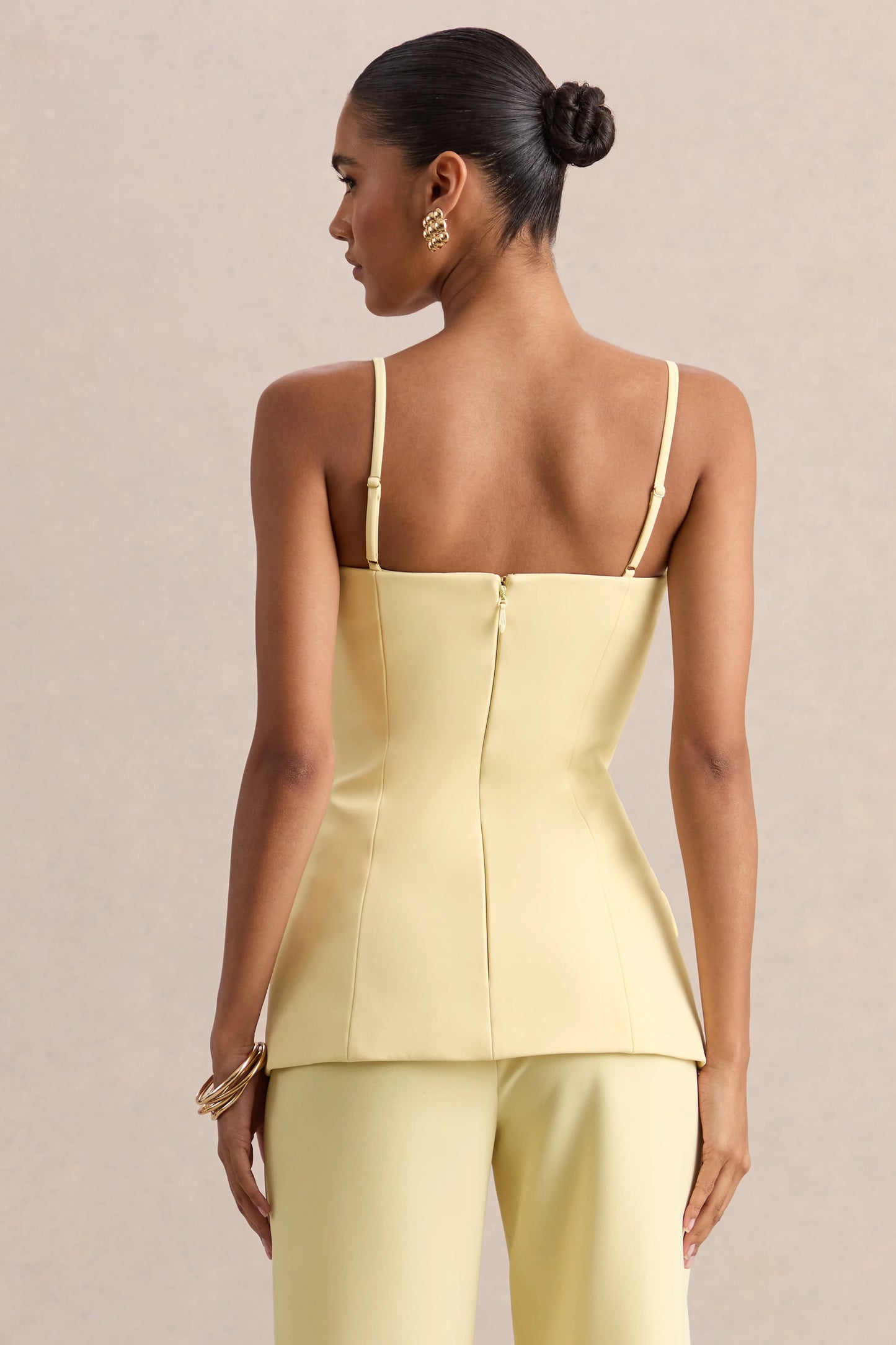 Lunivra Lemon Square-Neck Tailored Top