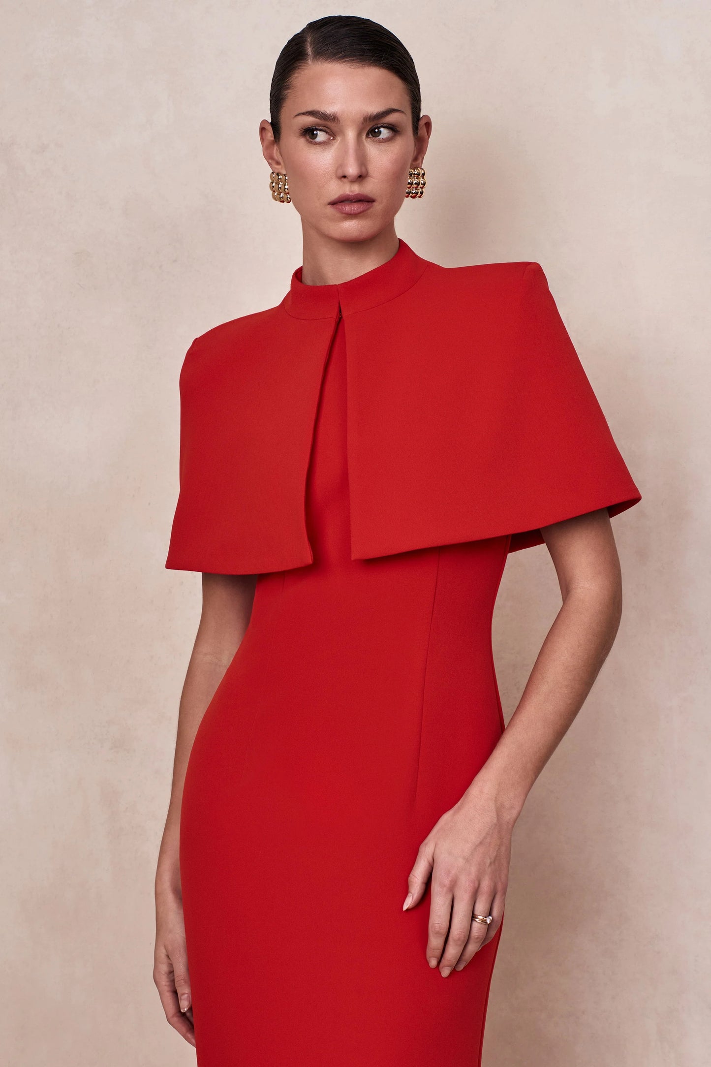 Astrelle Red High-Neck Maxi Dress