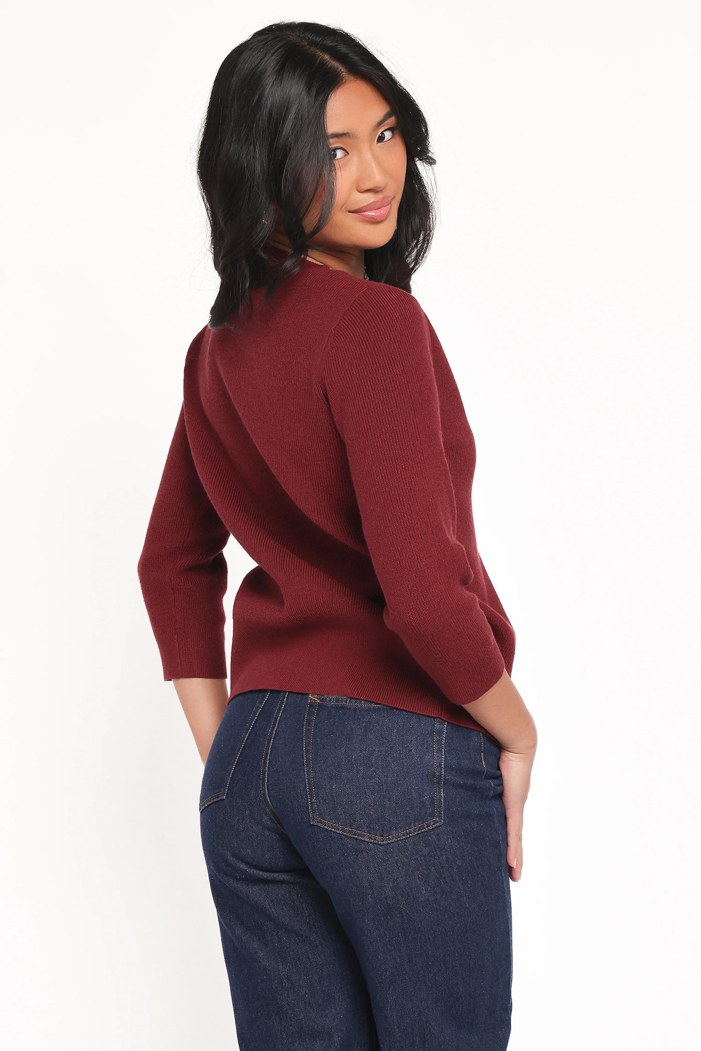 Cataline Button Front Top - Wine