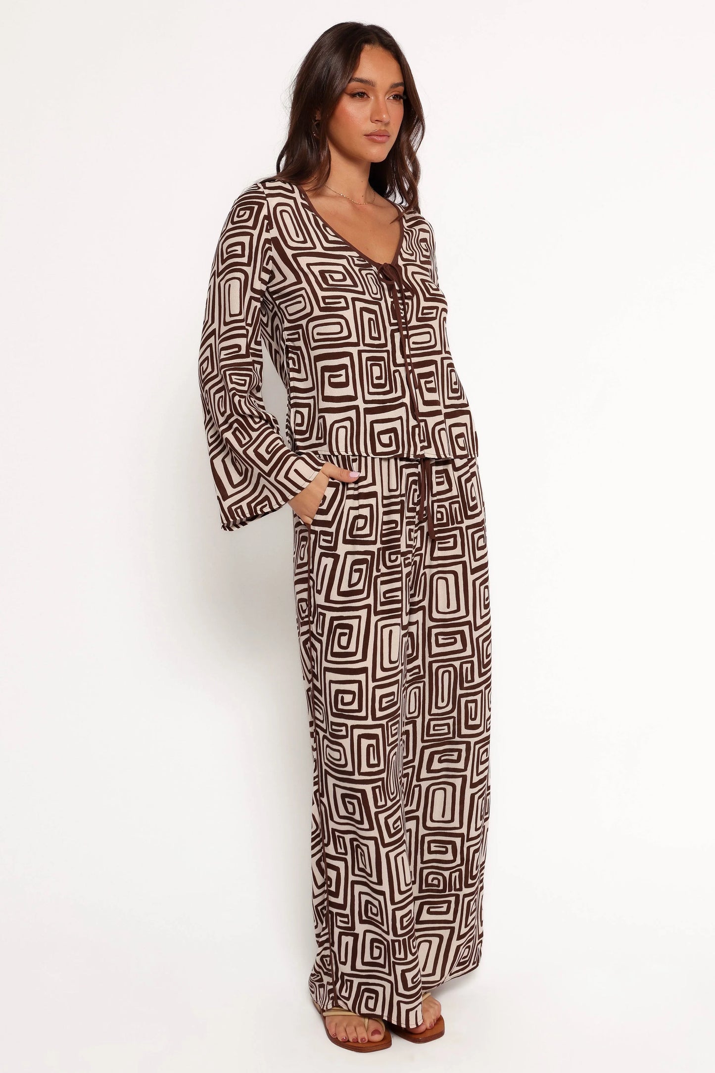 Imogen Pant - Chocolate Brown Print