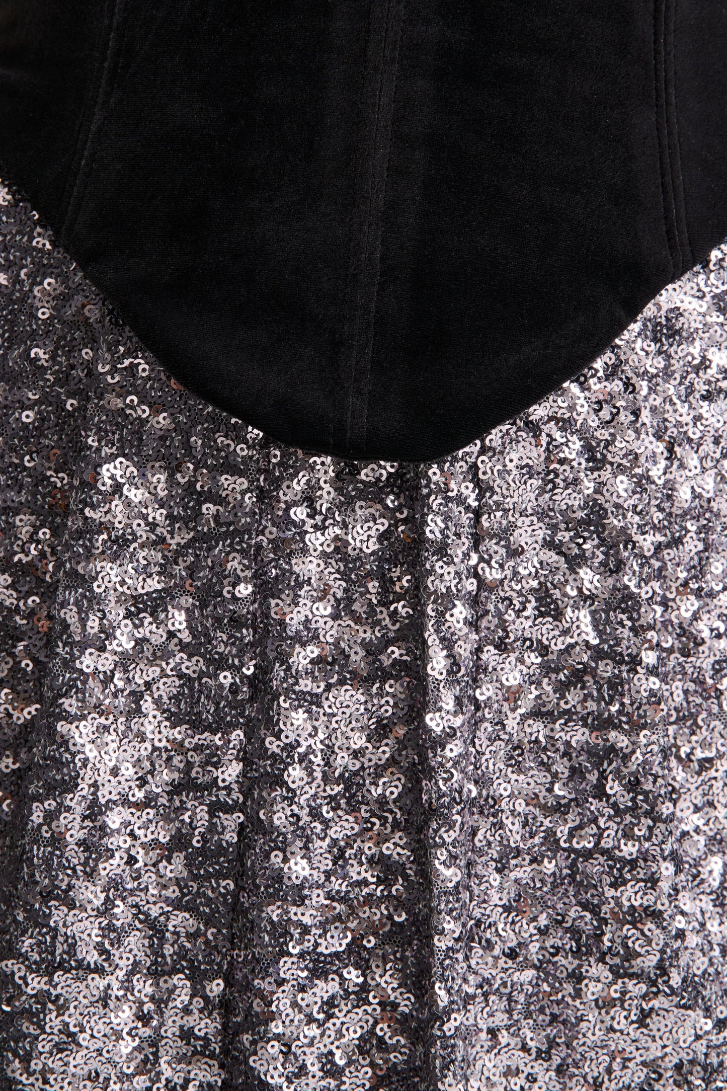 Aeris Black Velvet And Silver Sequin Plunge-Neck Maxi Dress