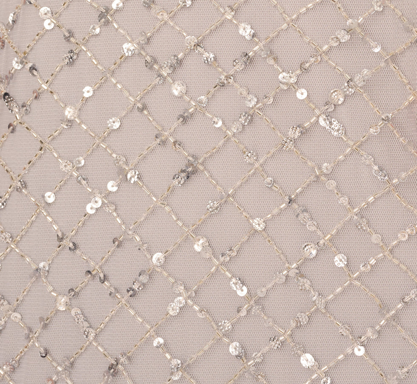 Short Sleeve Diamond Beaded Cowl Gown In Crystal Silver