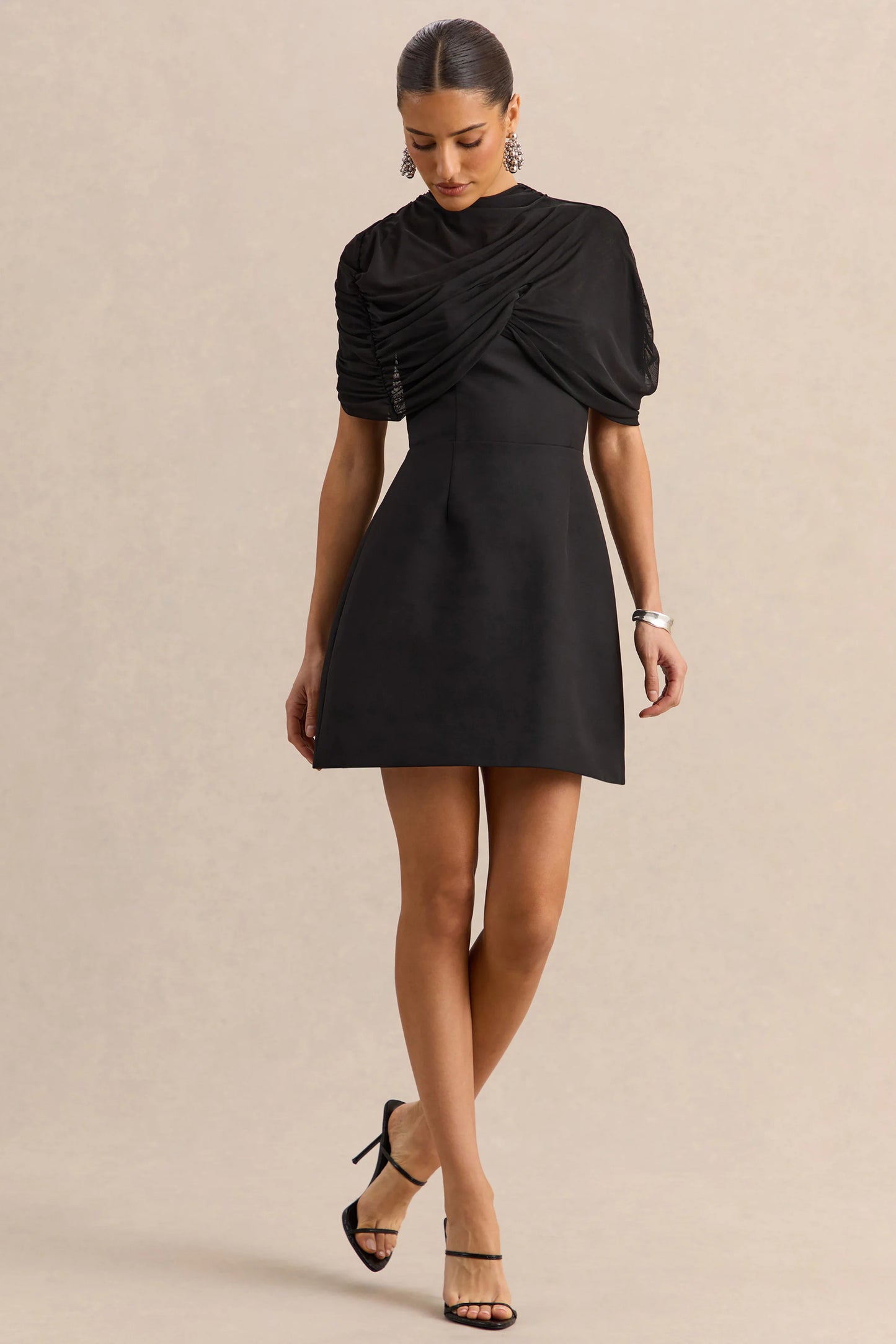 Veda Black Square-Neck Mini Dress